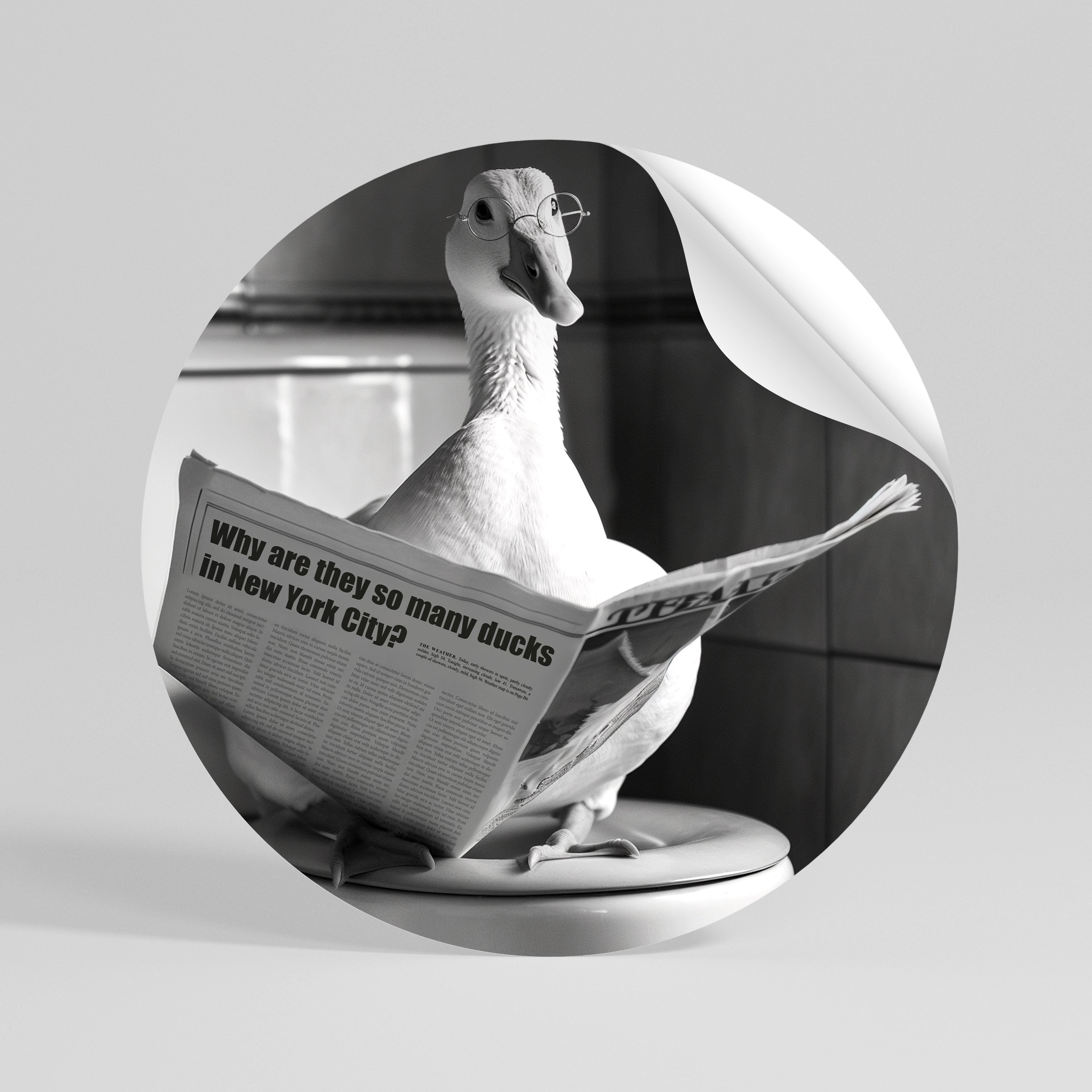 DUCKS IN THE CITY Peel and Stick Round Sticker