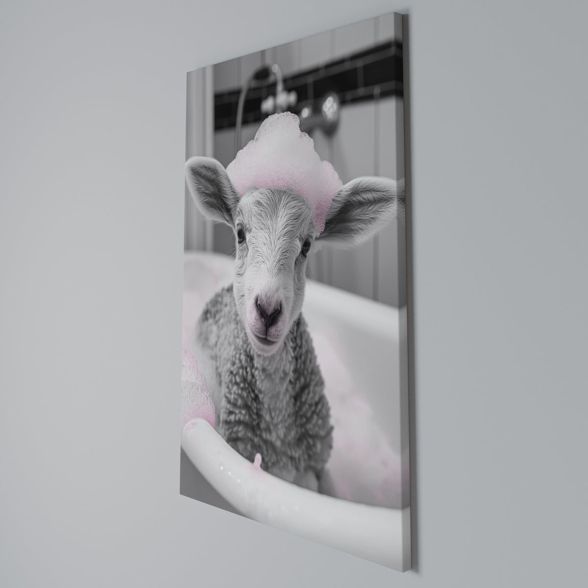PINK CLOUD BATH TIME Vertical Canvas Print