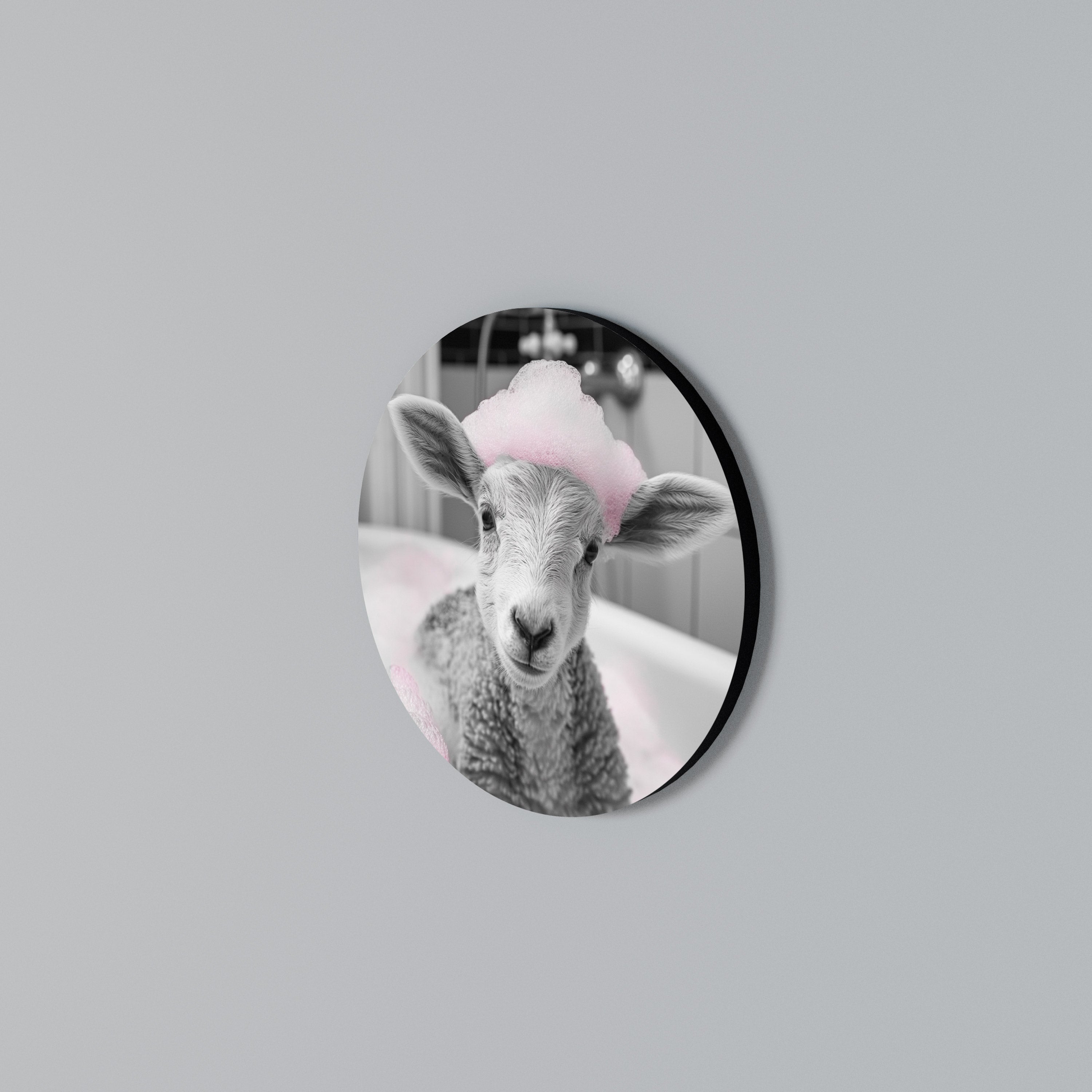 PINK CLOUD BATH TIME Rundes Wandbild