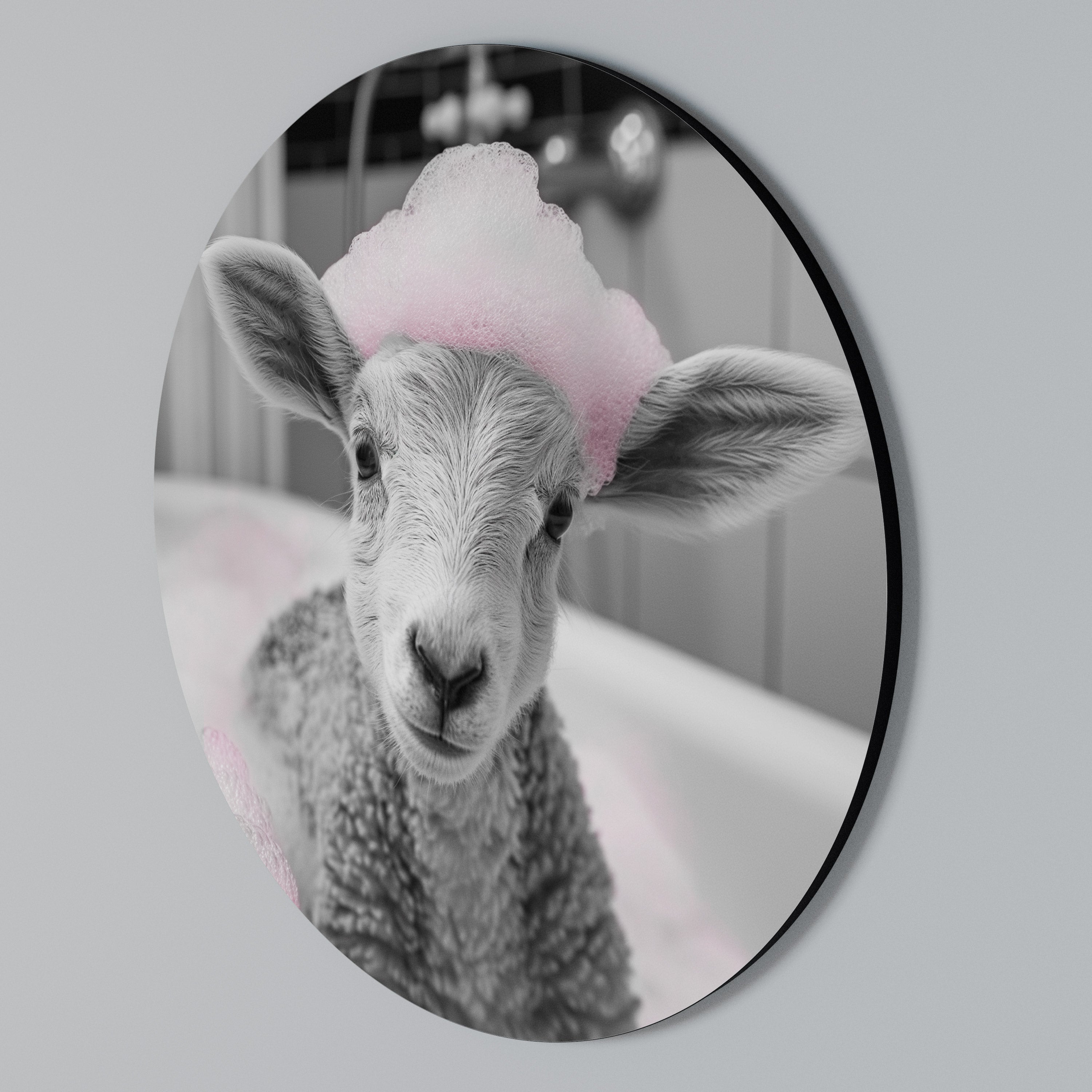 PINK CLOUD BATH TIME Rundes Wandbild