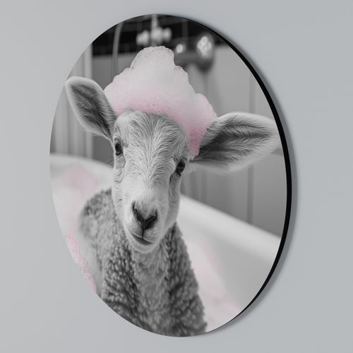 PINK CLOUD BATH TIME Round Wall Art