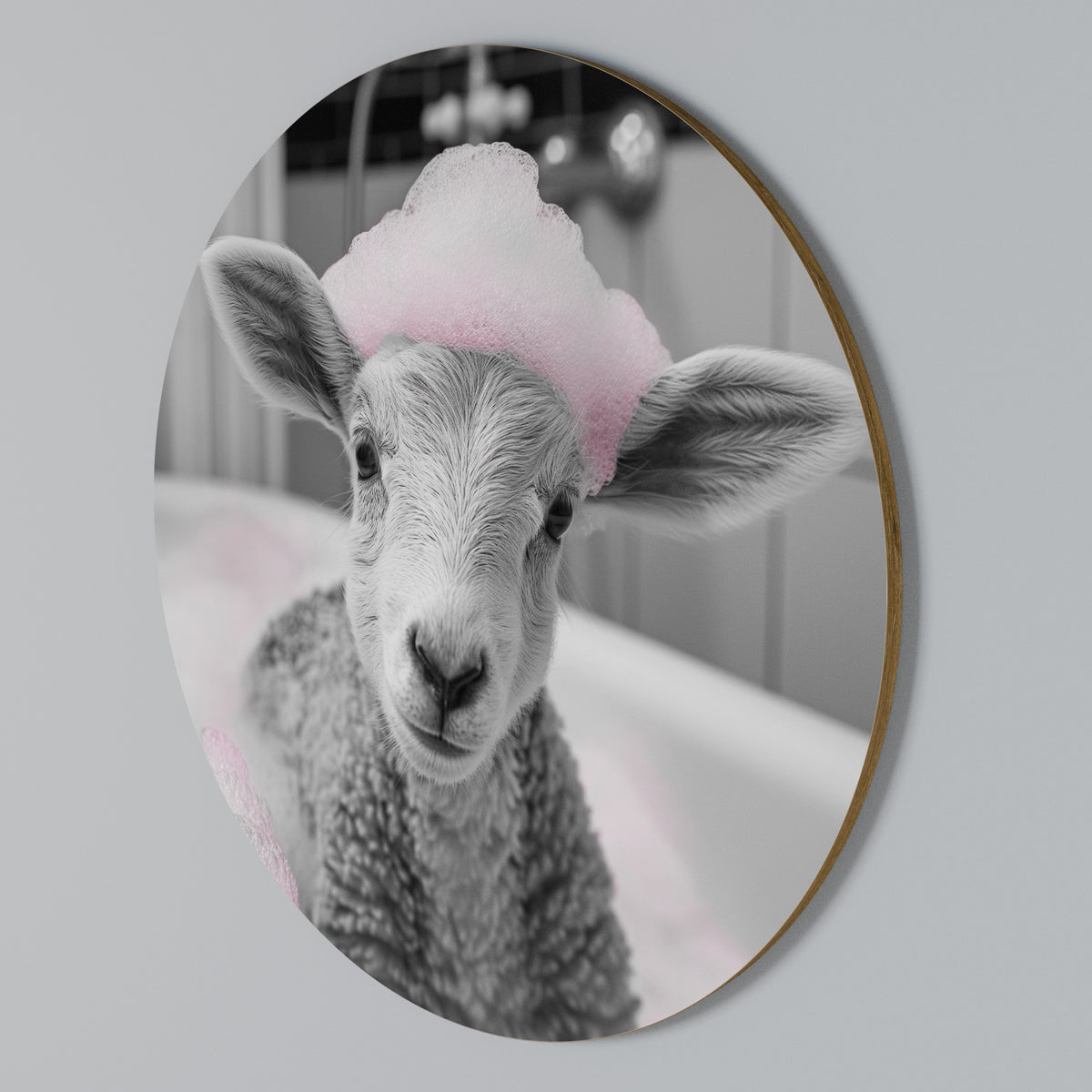 PINK CLOUD BATH TIME Round Wall Art