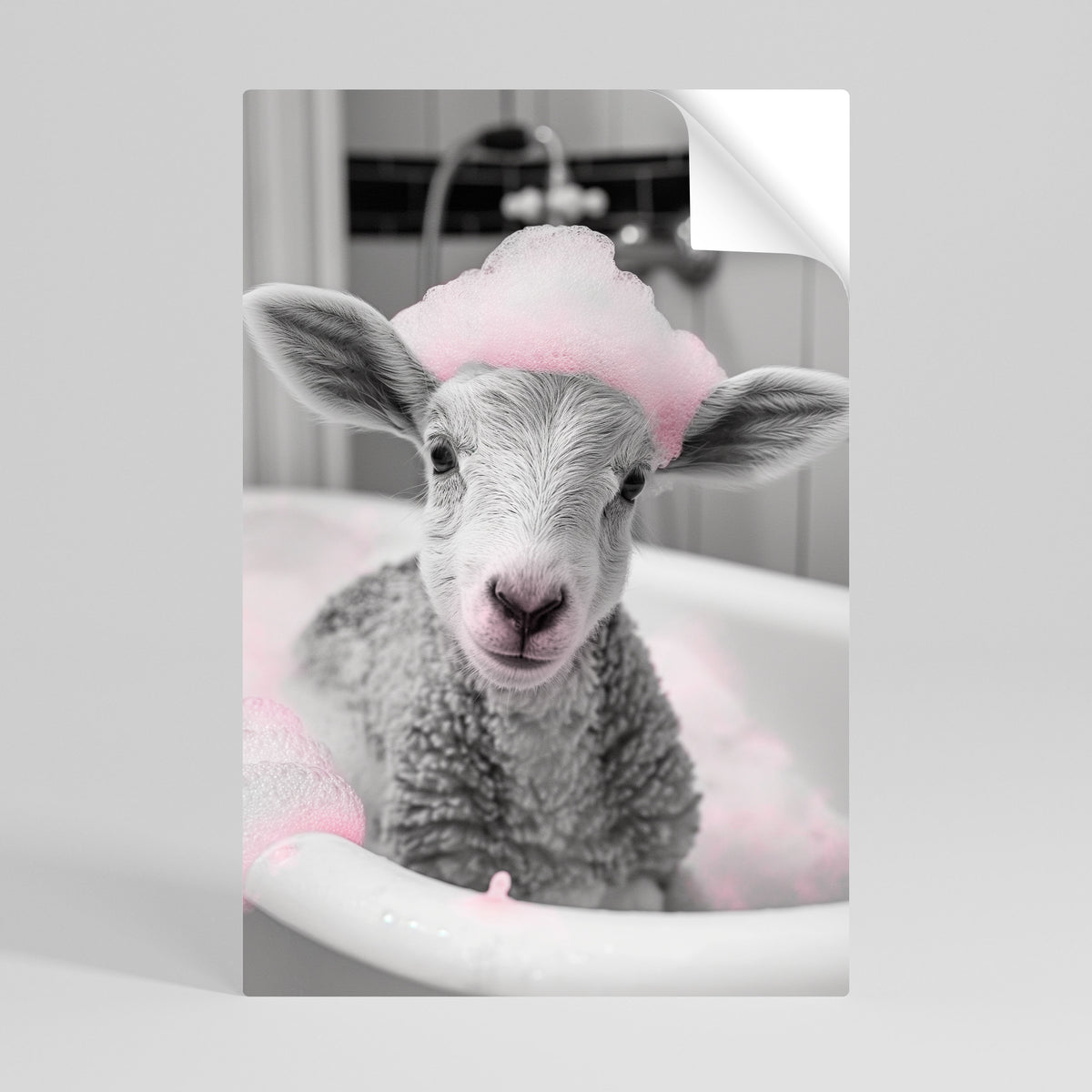 PINK CLOUD BATH TIME Selbstklebendes Poster - Hochformat