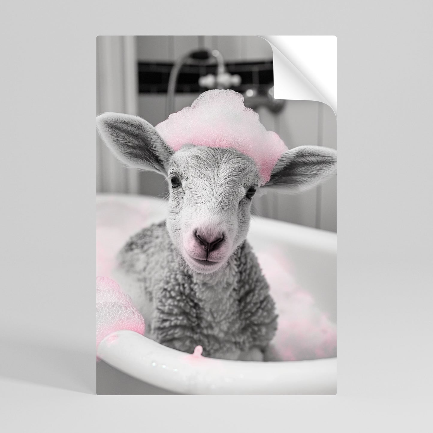 PINK CLOUD BATH TIME Selbstklebendes Poster - Hochformat