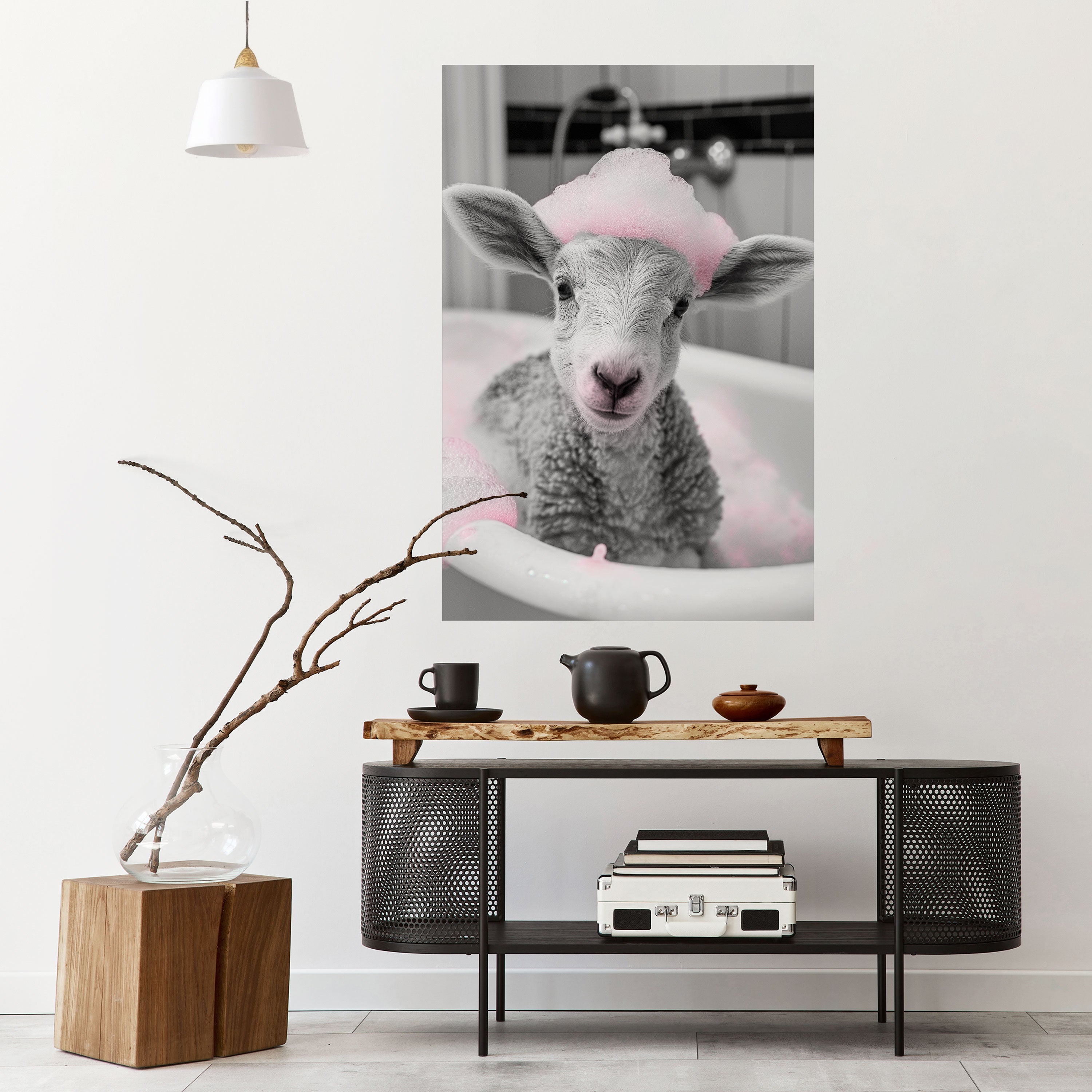 PINK CLOUD BATH TIME Vertikales Poster zum Abziehen und Aufkleben