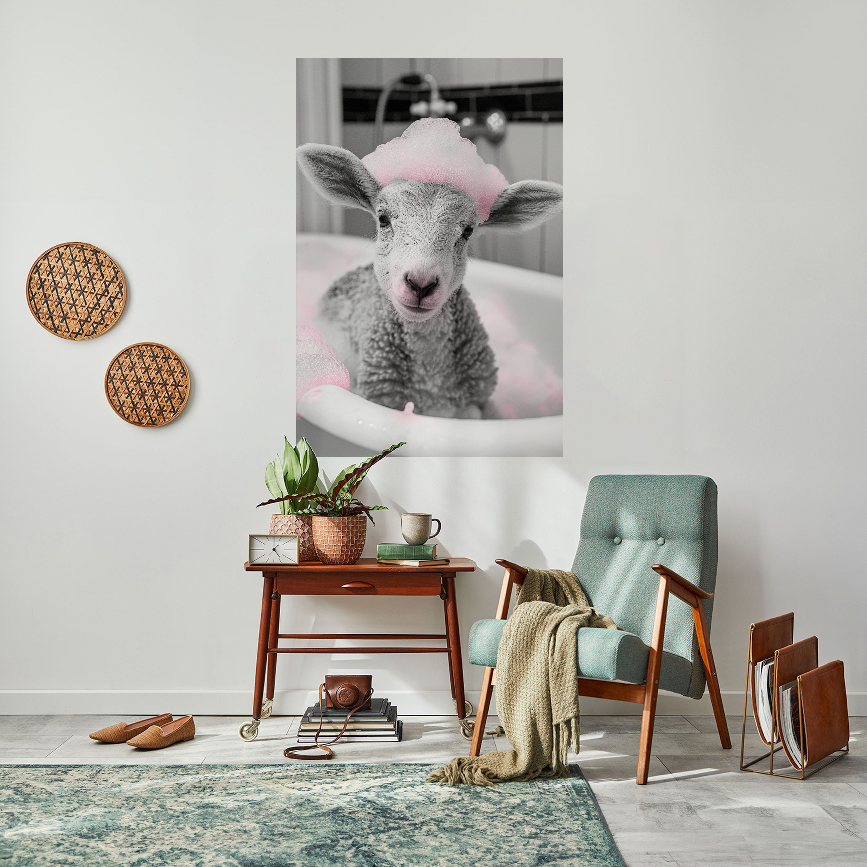 PINK CLOUD BATH TIME Vertikales Poster zum Abziehen und Aufkleben
