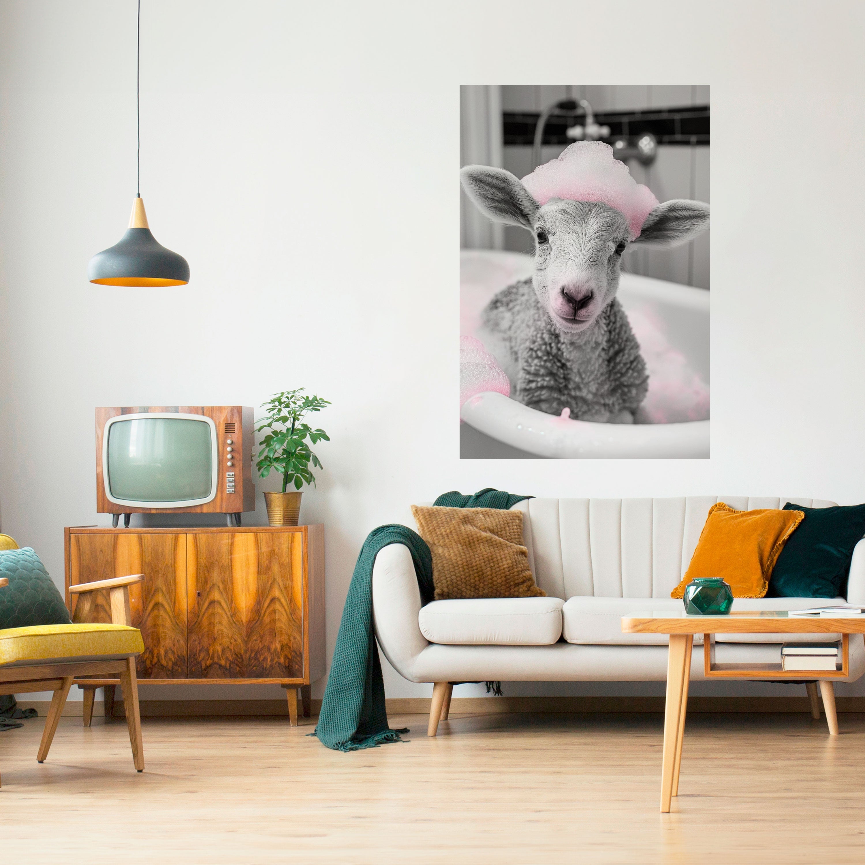 PINK CLOUD BATH TIME Vertikales Poster zum Abziehen und Aufkleben
