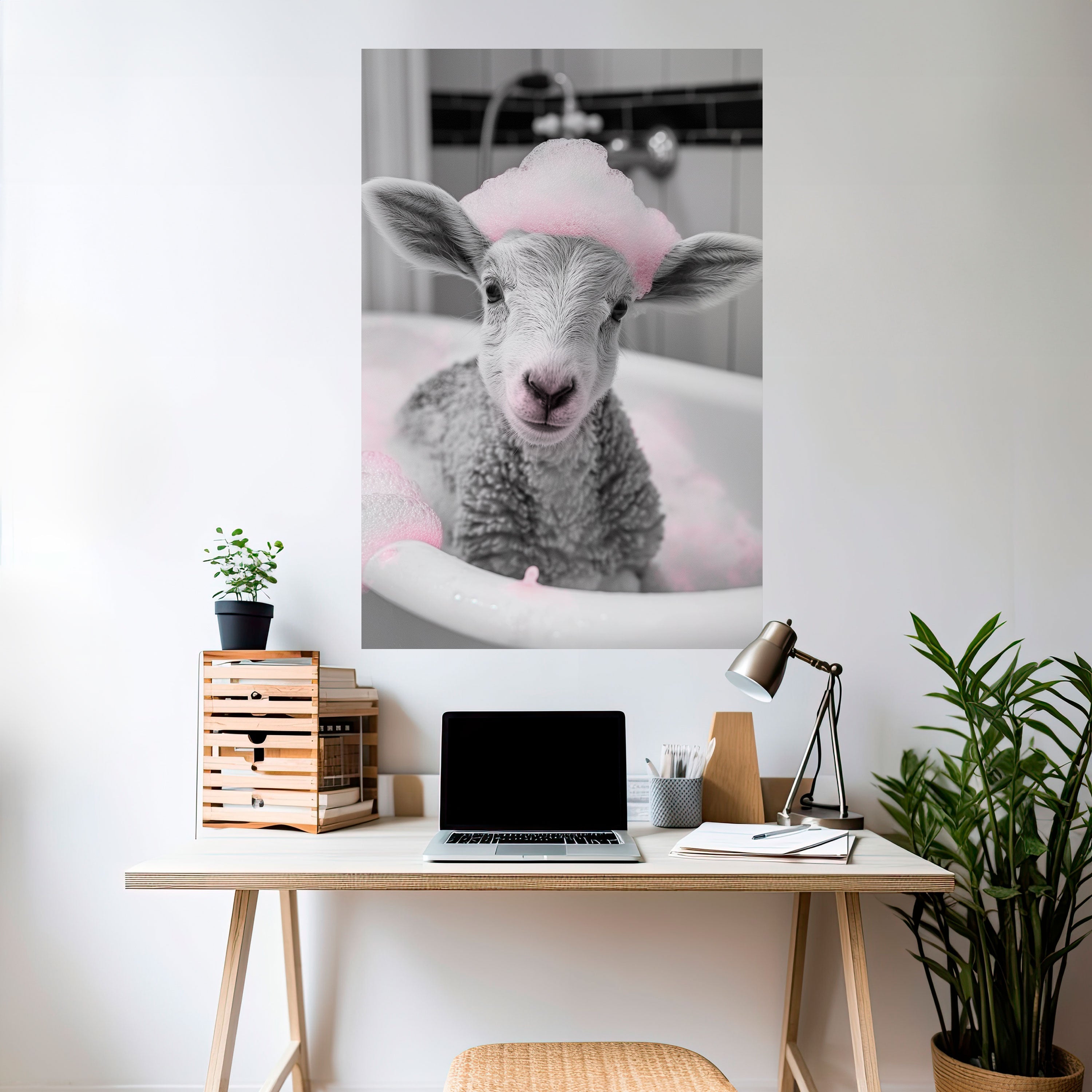 PINK CLOUD BATH TIME Vertikales Poster zum Abziehen und Aufkleben
