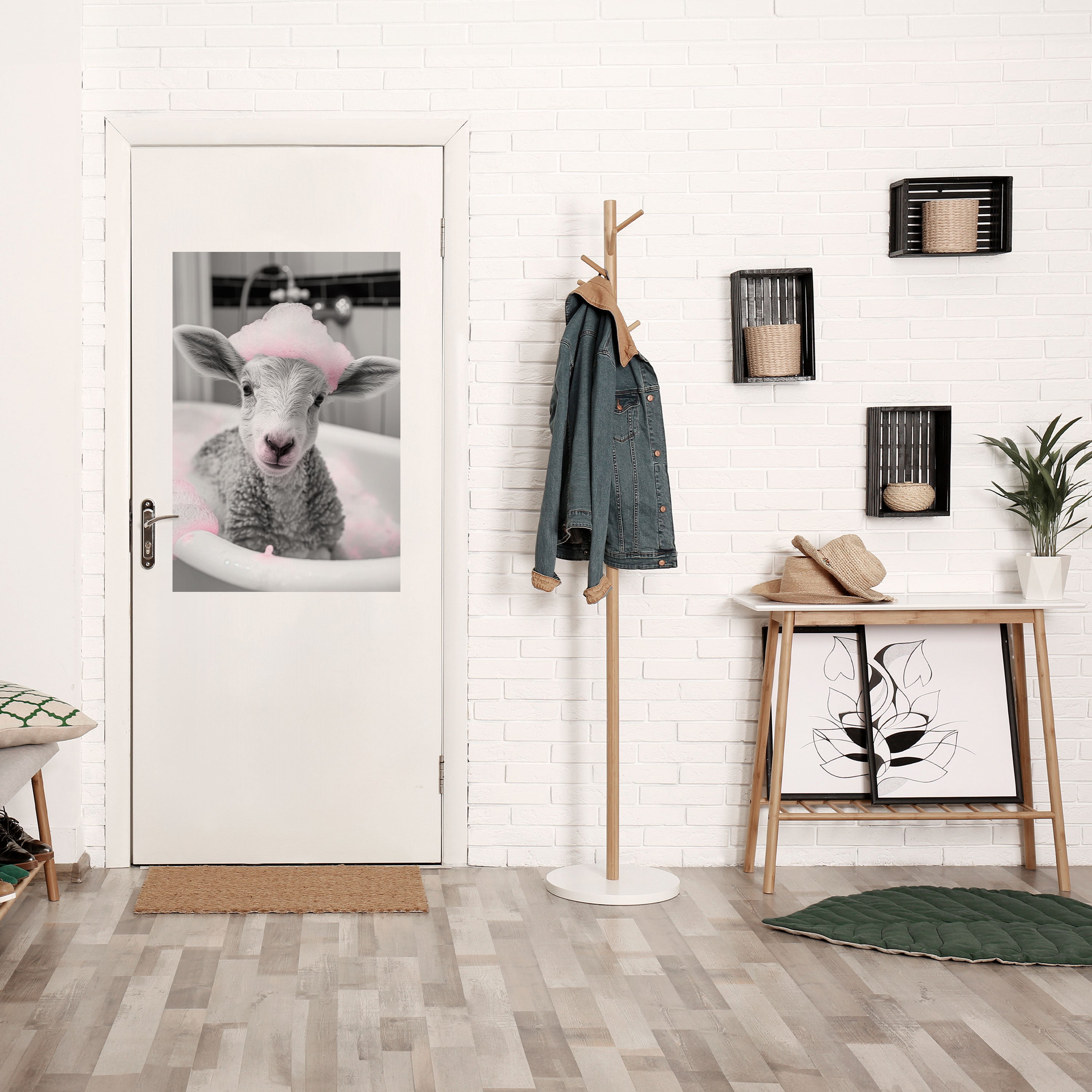 PINK CLOUD BATH TIME Vertikales Poster zum Abziehen und Aufkleben
