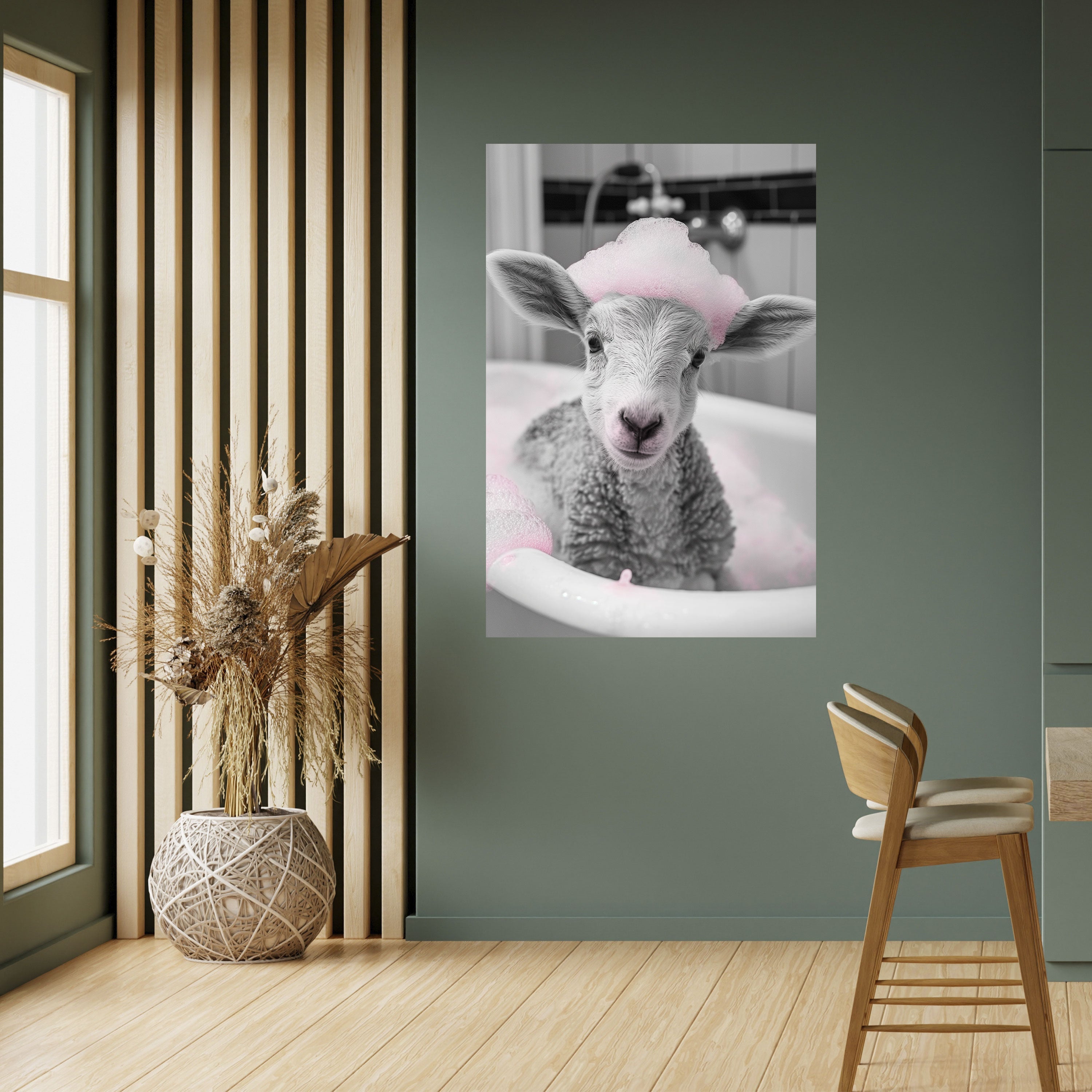 PINK CLOUD BATH TIME Vertikales Poster zum Abziehen und Aufkleben