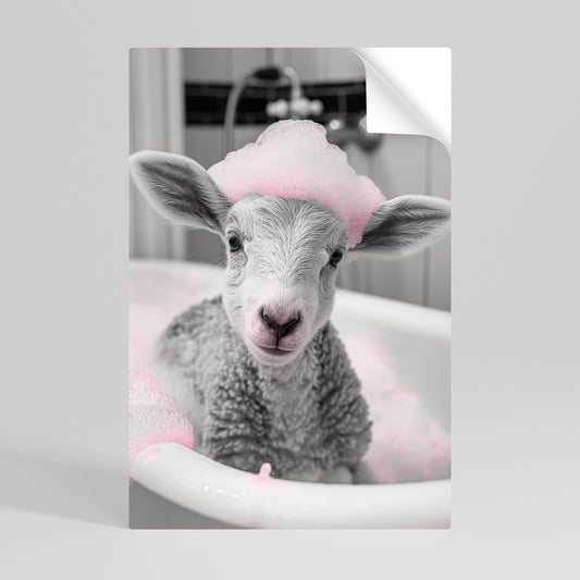 PINK CLOUD BATH TIME Selbstklebendes Poster - Hochformat