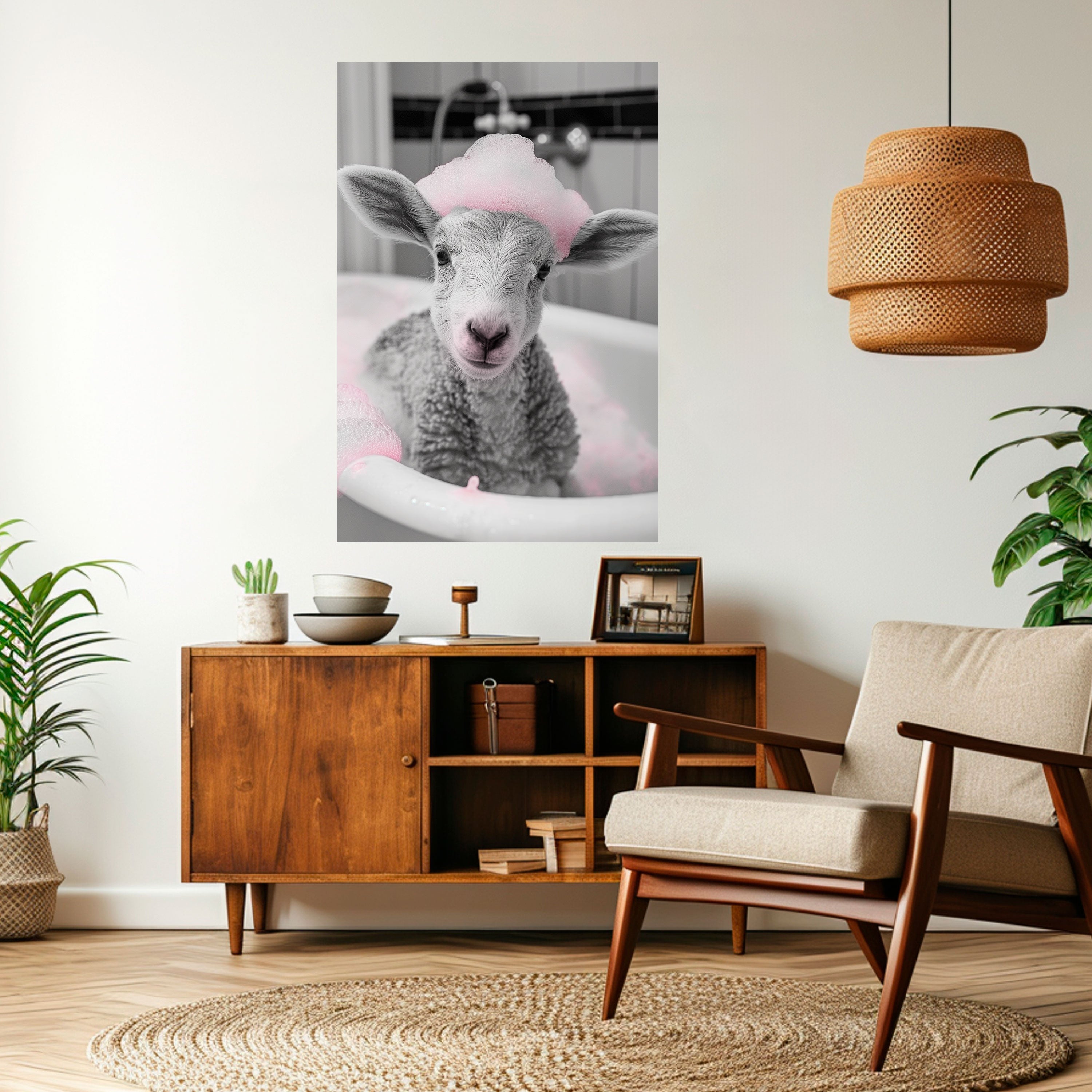 PINK CLOUD BATH TIME Vertikales Poster zum Abziehen und Aufkleben
