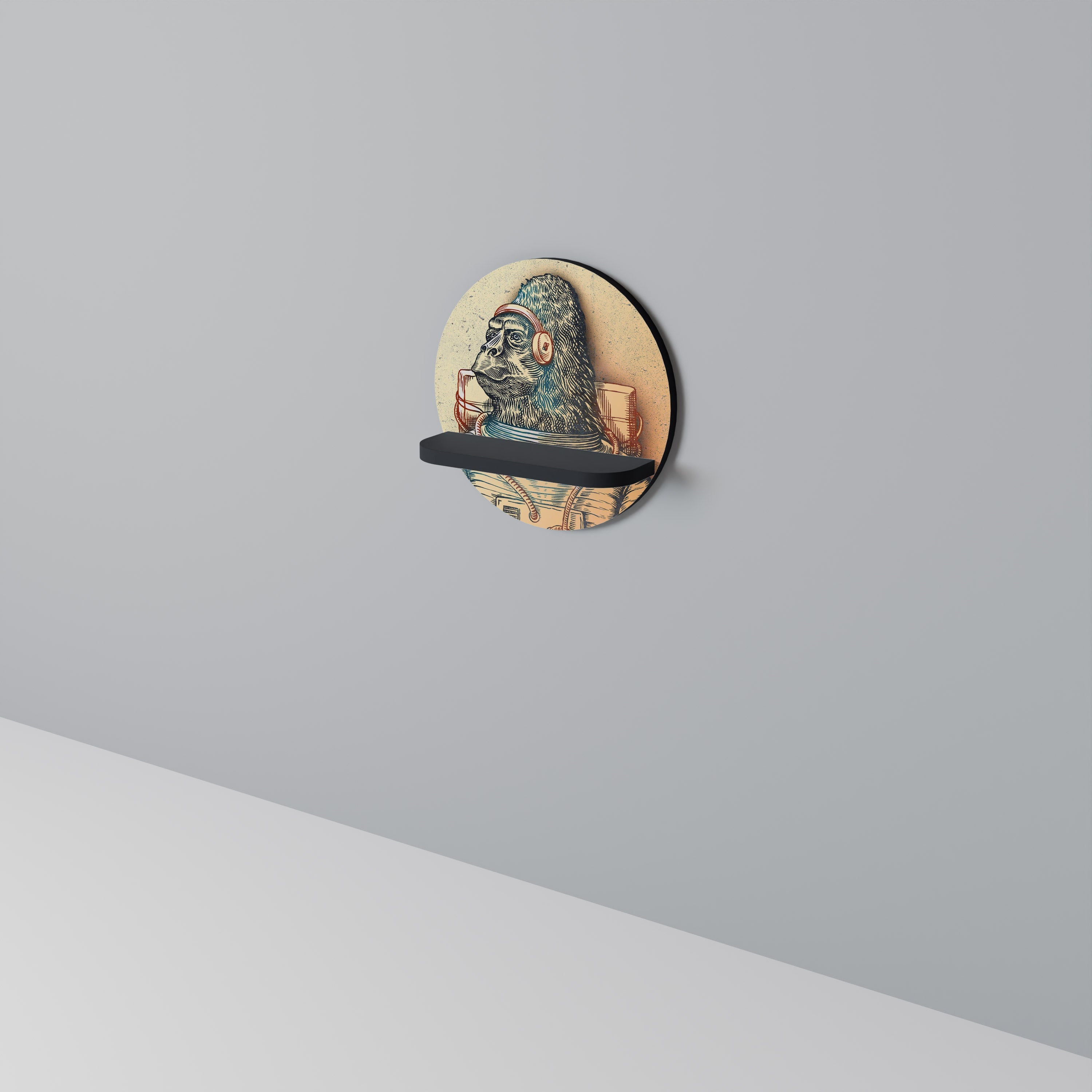 GORILLA GROOVE Rundes Kunstregal in Schwarz