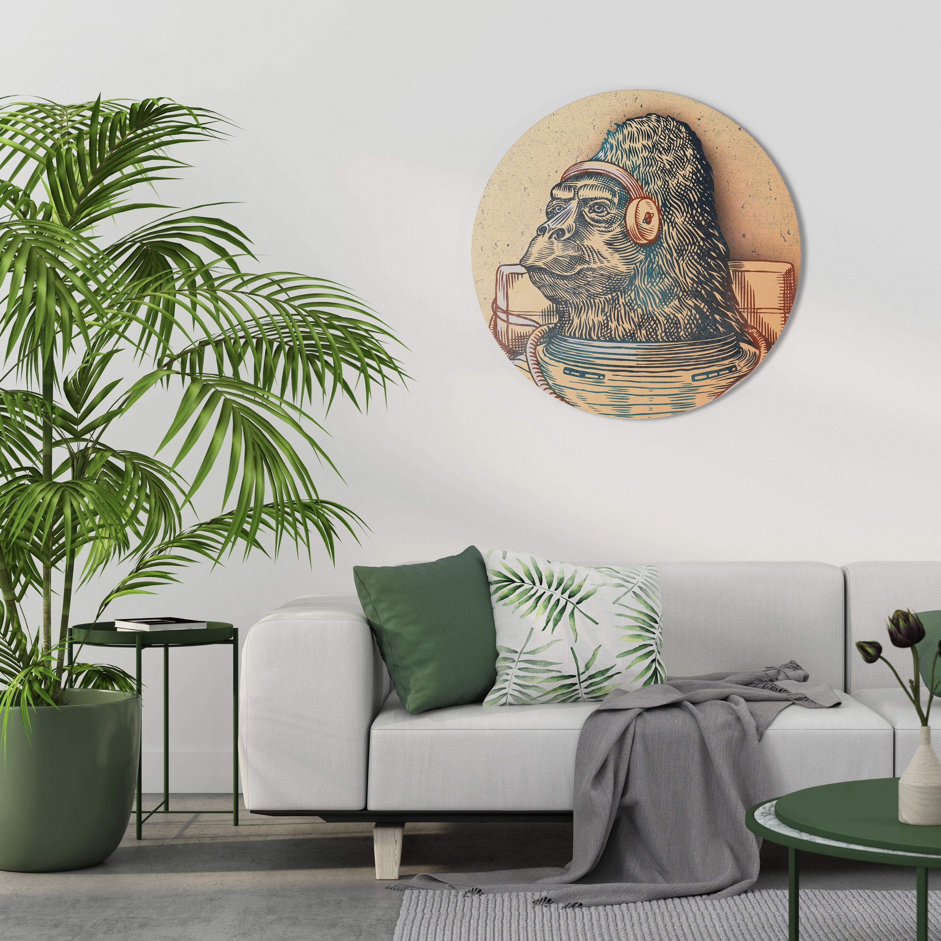 GORILLA GROOVE Runde Wandkunst