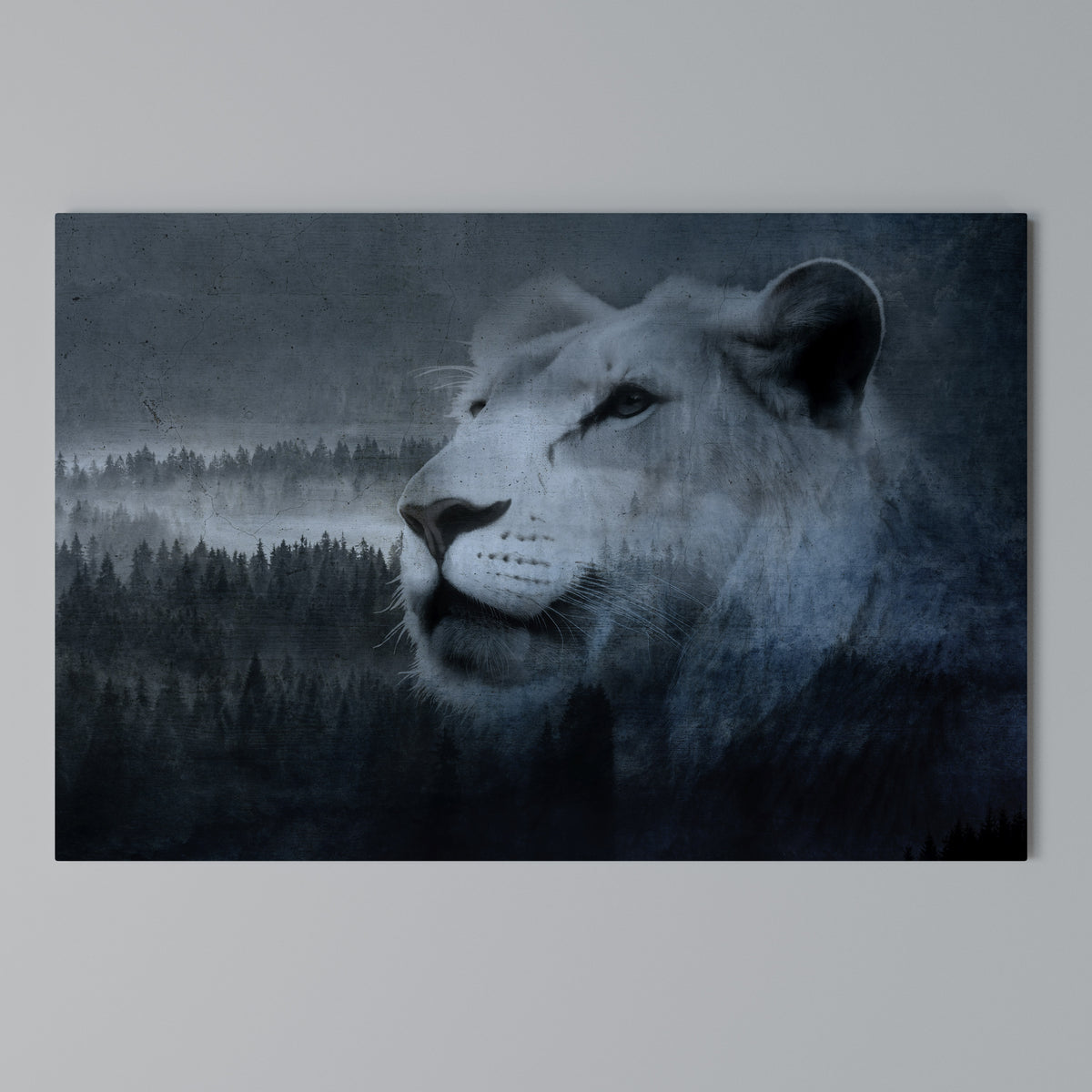 LION'S HARMONY IN BLUE Horizontal Canvas Print