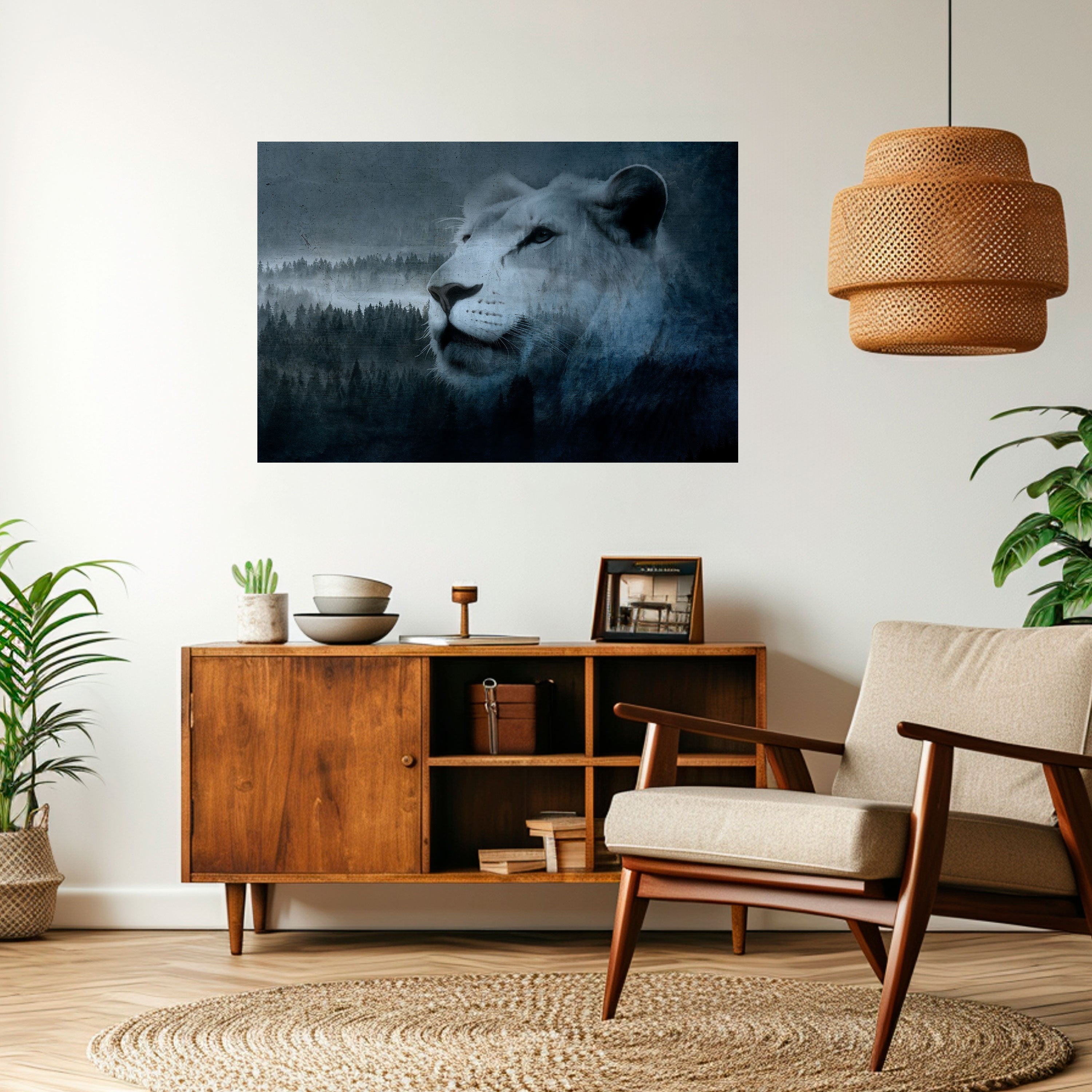 LION'S HARMONY IN BLAU Horizontales Poster zum Abziehen und Aufkleben