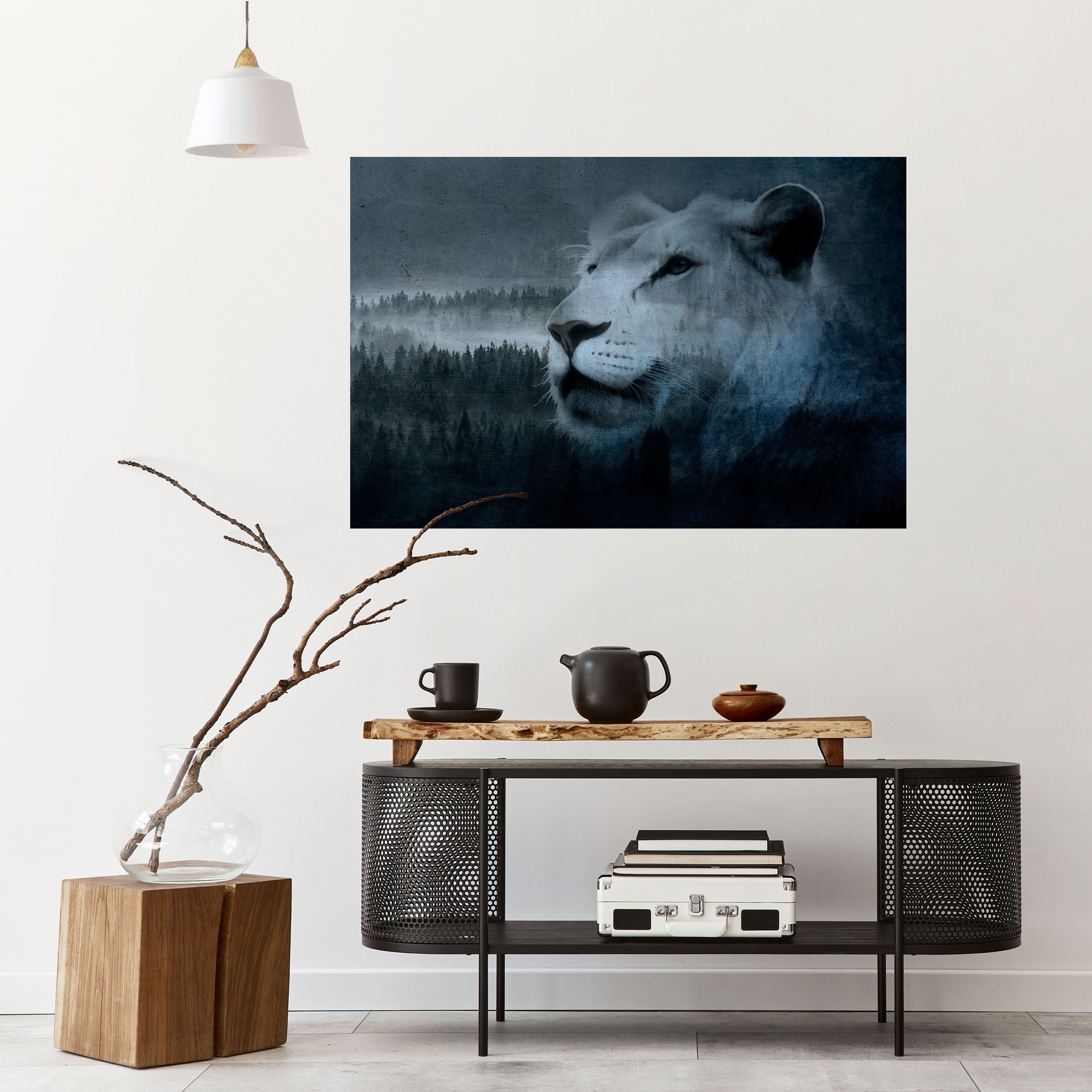 LION'S HARMONY IN BLAU Horizontales Poster zum Abziehen und Aufkleben