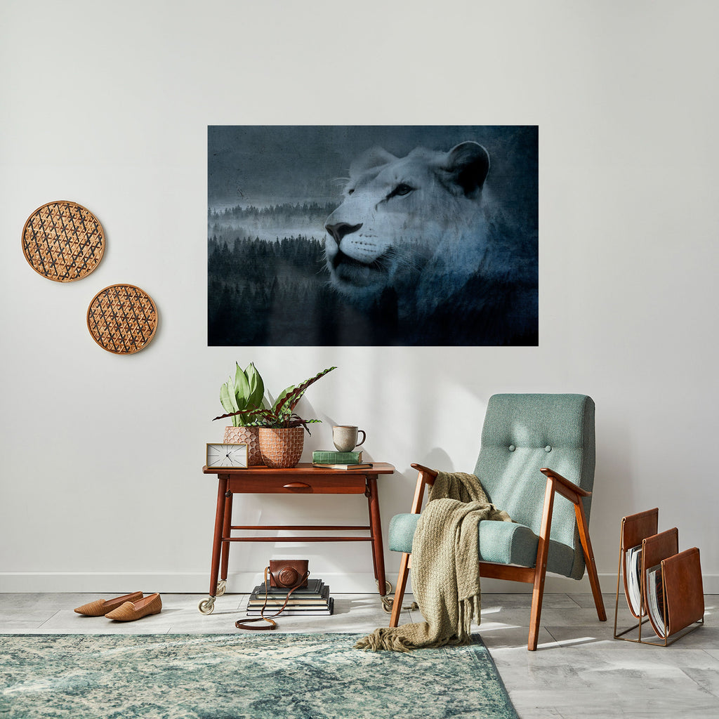 LION'S HARMONY IN BLAU Horizontales Poster zum Abziehen und Aufkleben