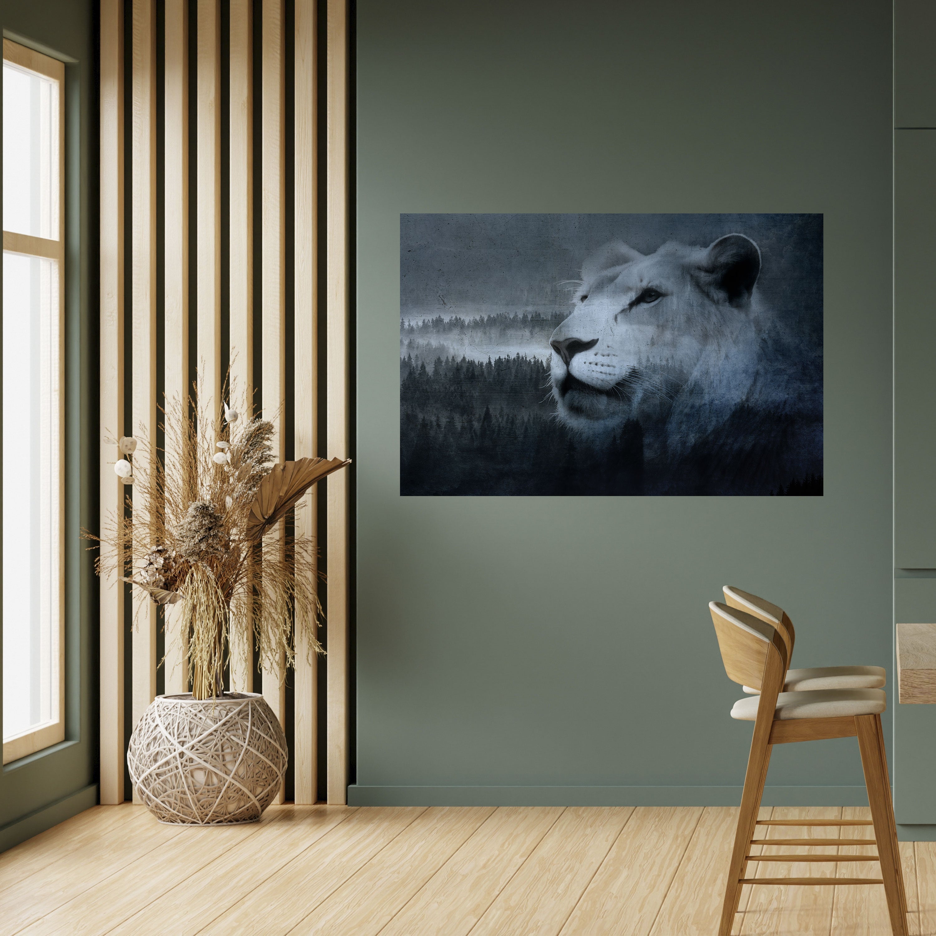 LION'S HARMONY IN BLAU Horizontales Poster zum Abziehen und Aufkleben