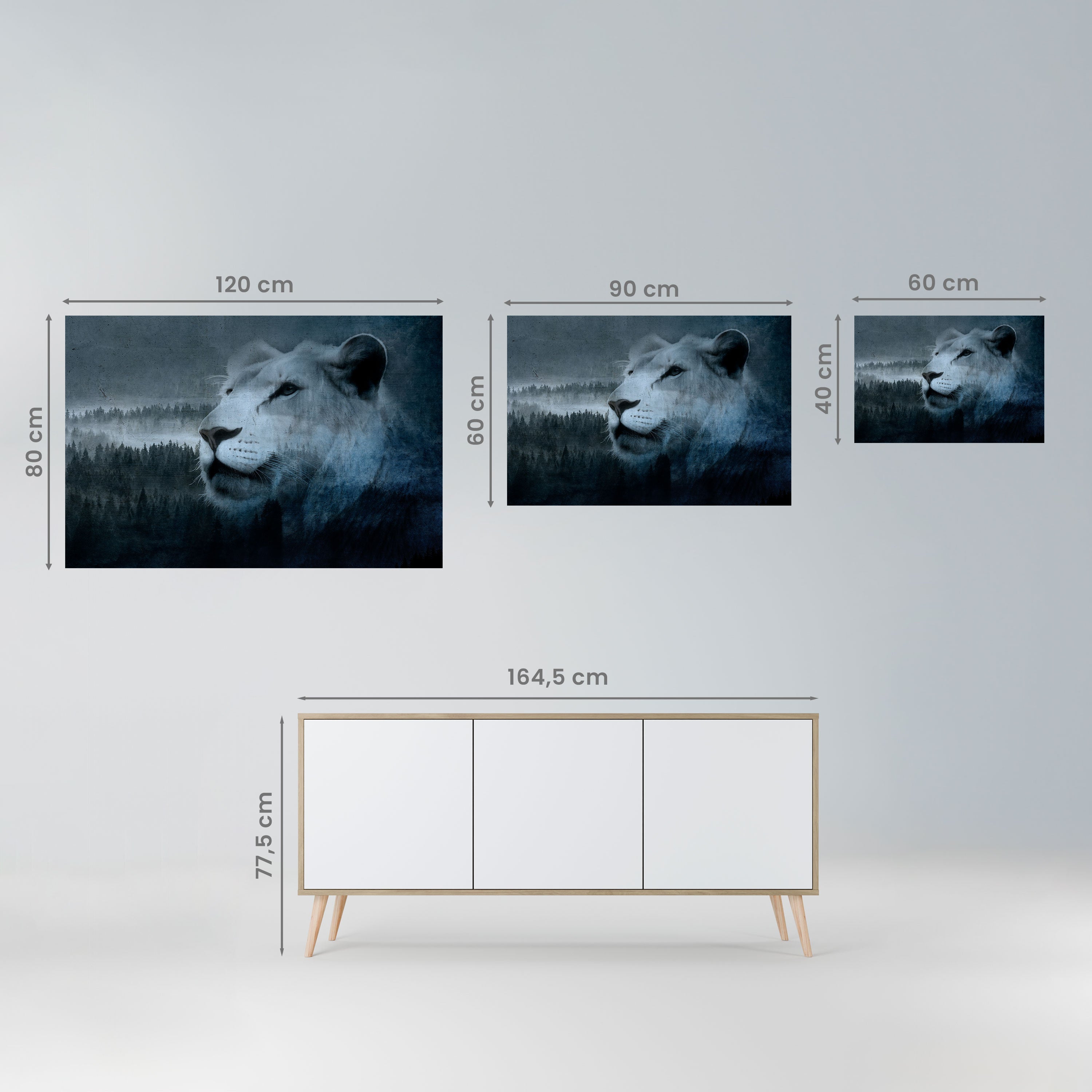 LION'S HARMONY IN BLAU Horizontales Poster zum Abziehen und Aufkleben