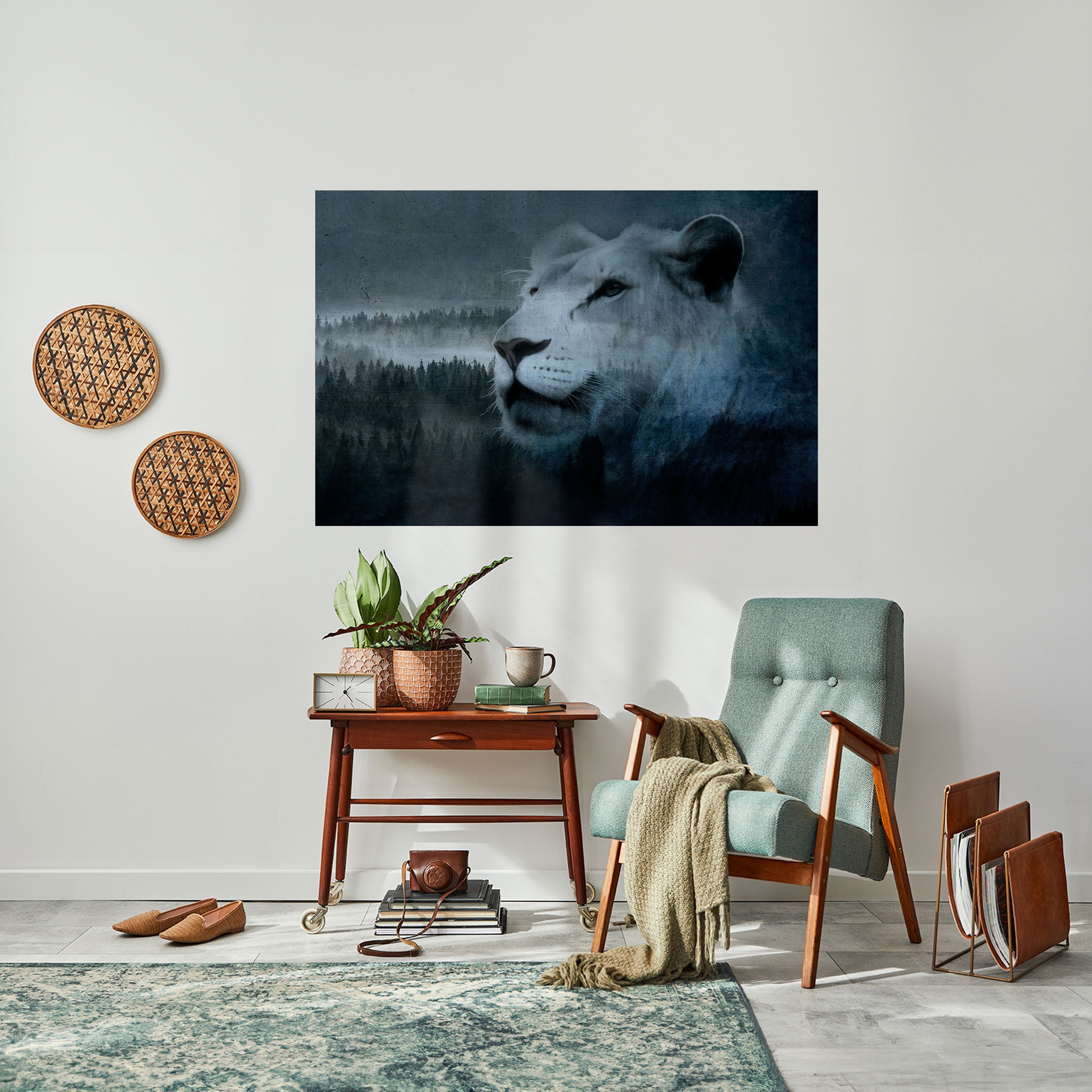 LION'S HARMONY IN BLAU Horizontales Poster zum Abziehen und Aufkleben