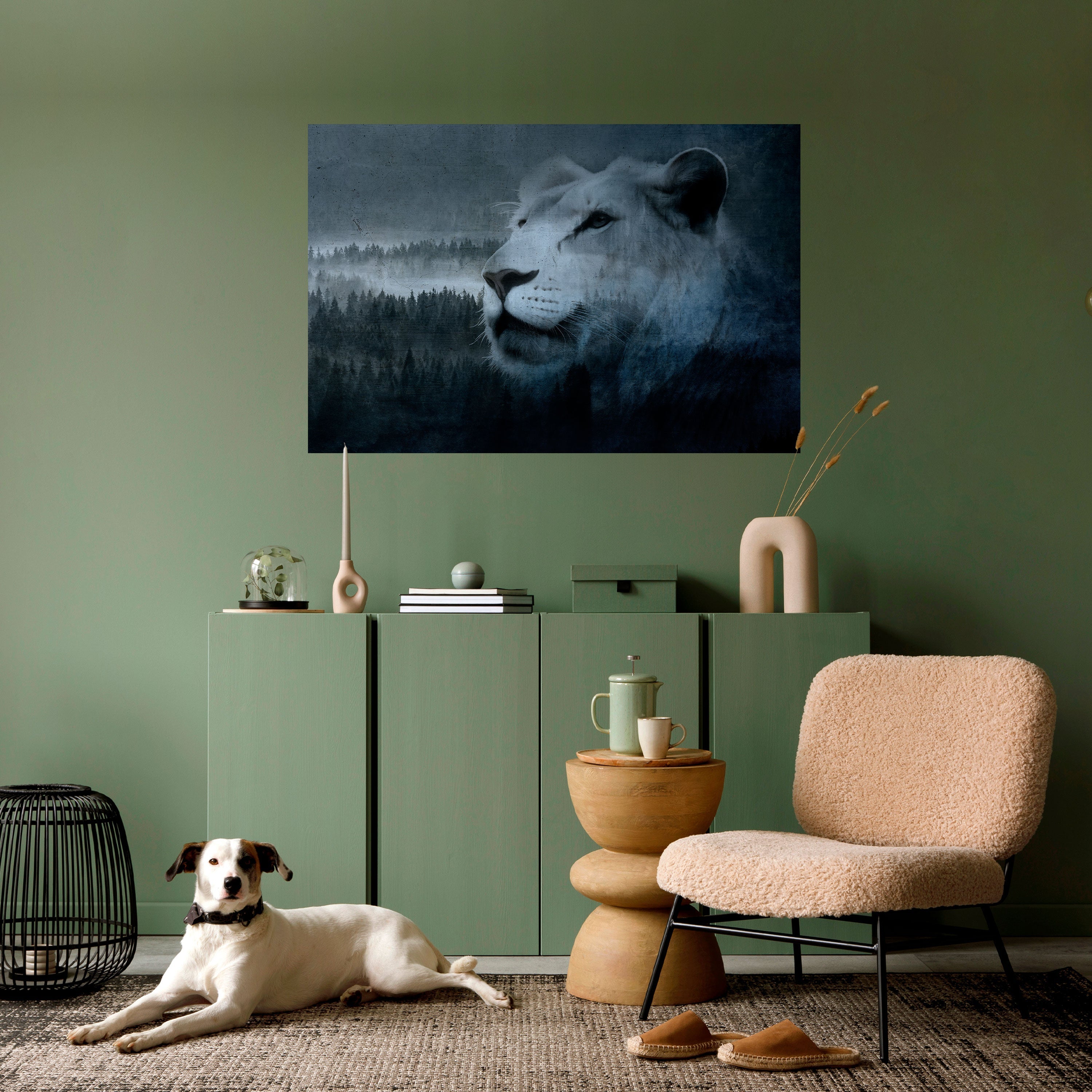 LION'S HARMONY IN BLAU Horizontales Poster zum Abziehen und Aufkleben