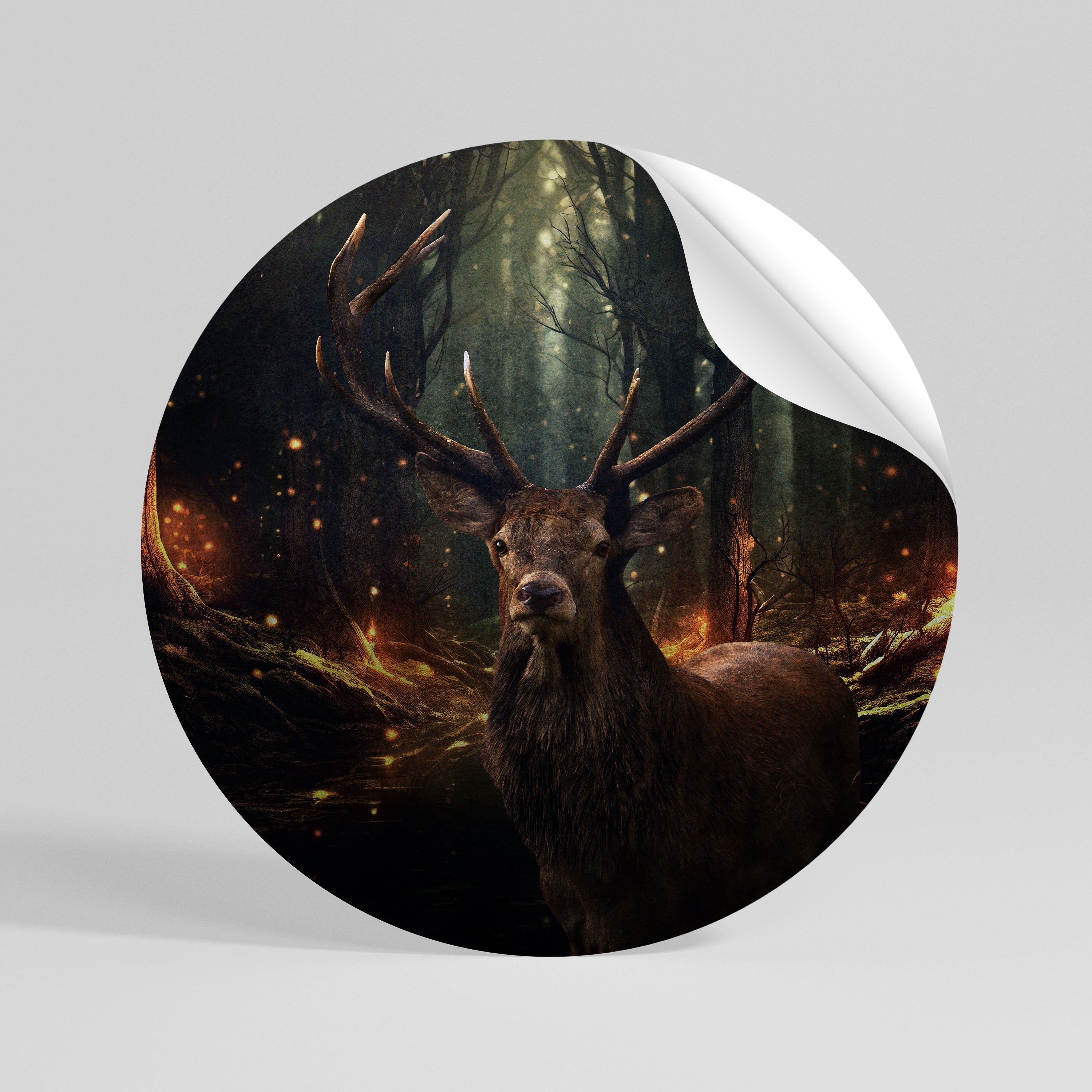 ENCHANTED FOREST GUARDIAN Peel and Stick Round Sticker
