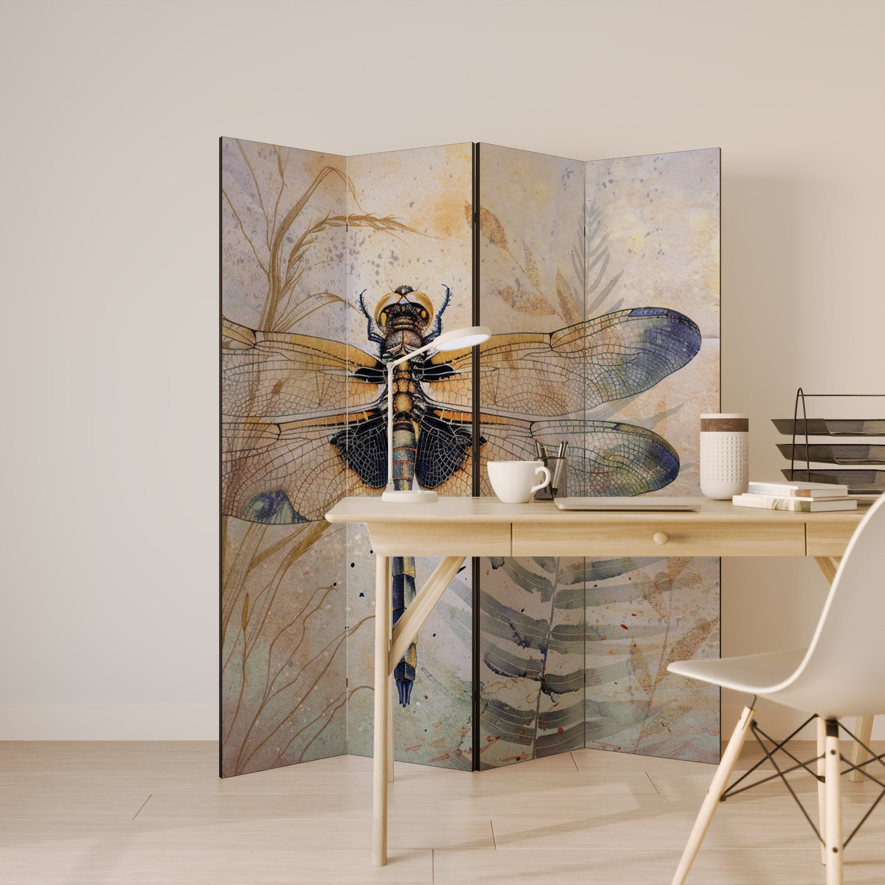 HER HIGHNESS DRAGONFLY Dekorativer 4-teiliger Raumteiler