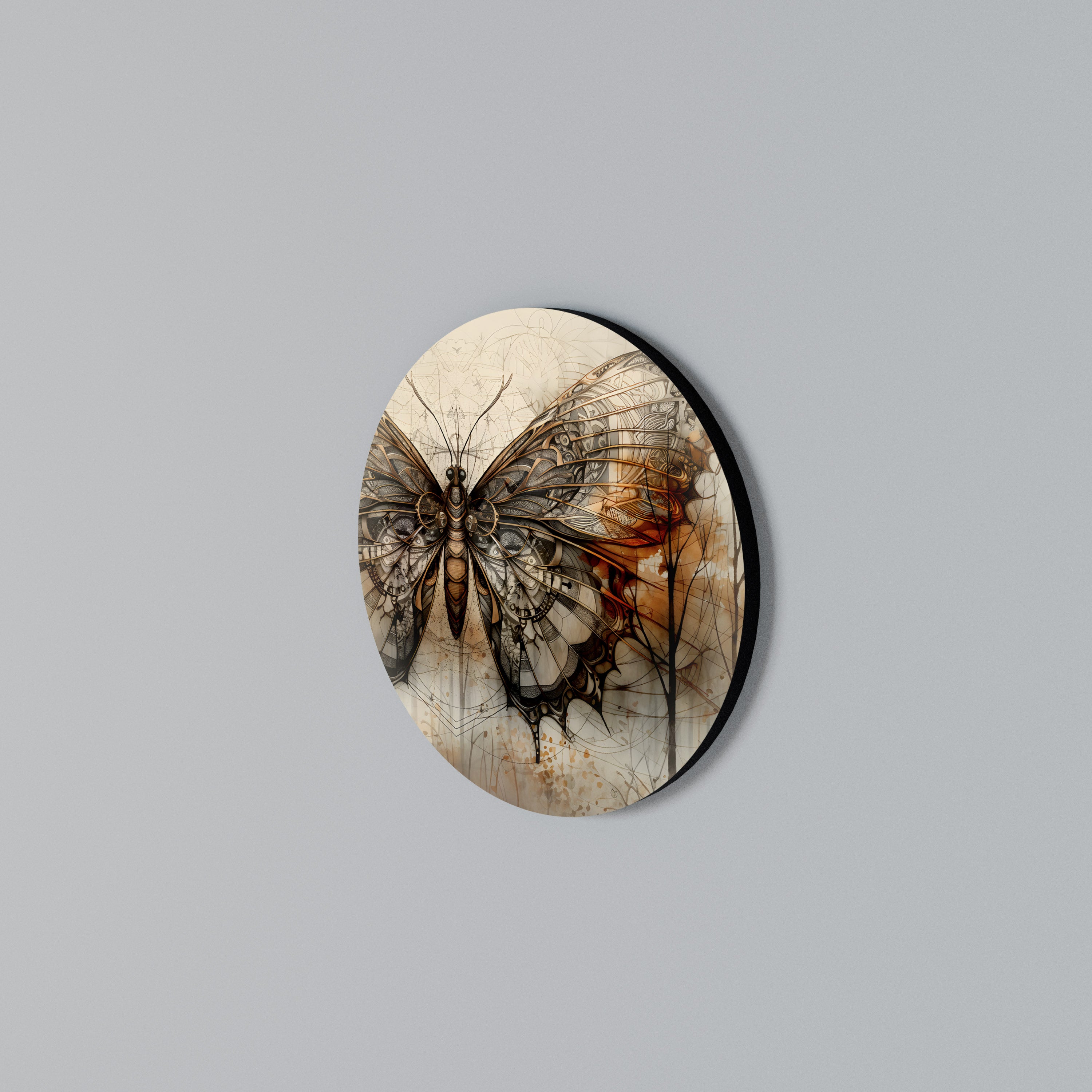 MECHANICAL BEAUTY UNVEILED Rundes Wandbild