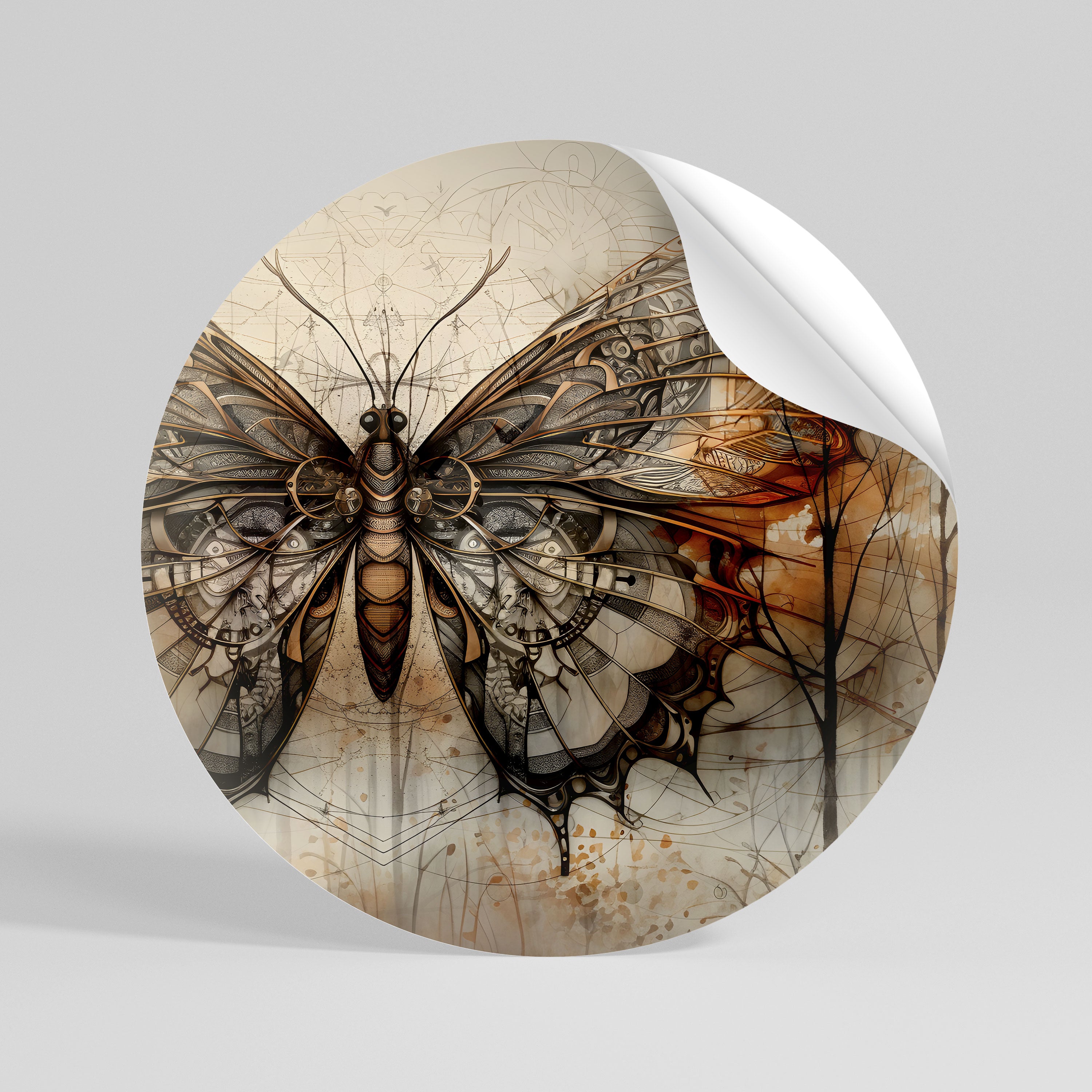 MECHANICAL BEAUTY UNVEILED Peel and Stick Round Sticker