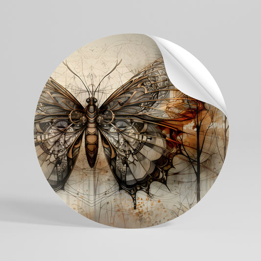 MECHANICAL BEAUTY UNVEILED Runder Wandsticker zum Abziehen und Aufkleben