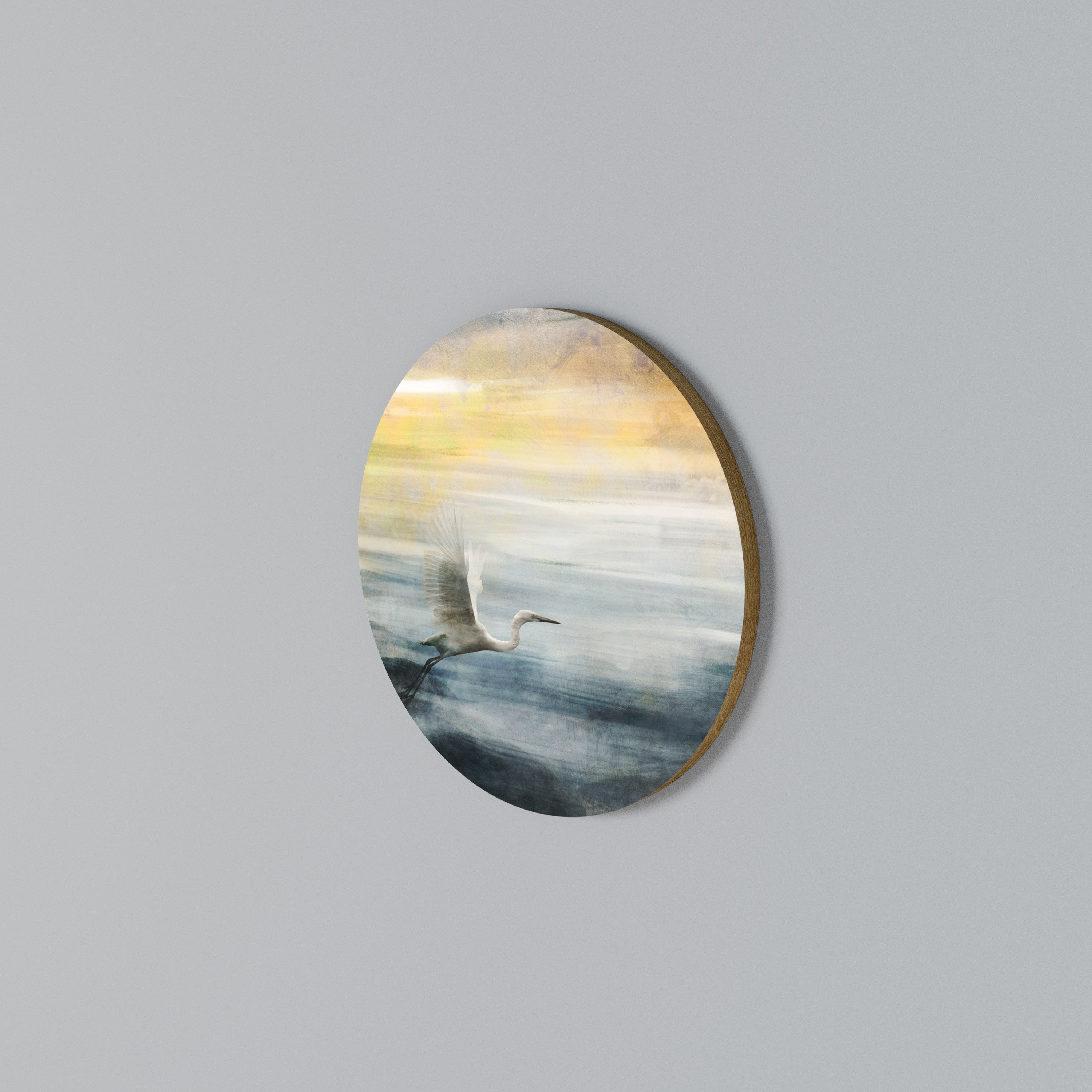 HERON IN FLY Rundes Wandbild