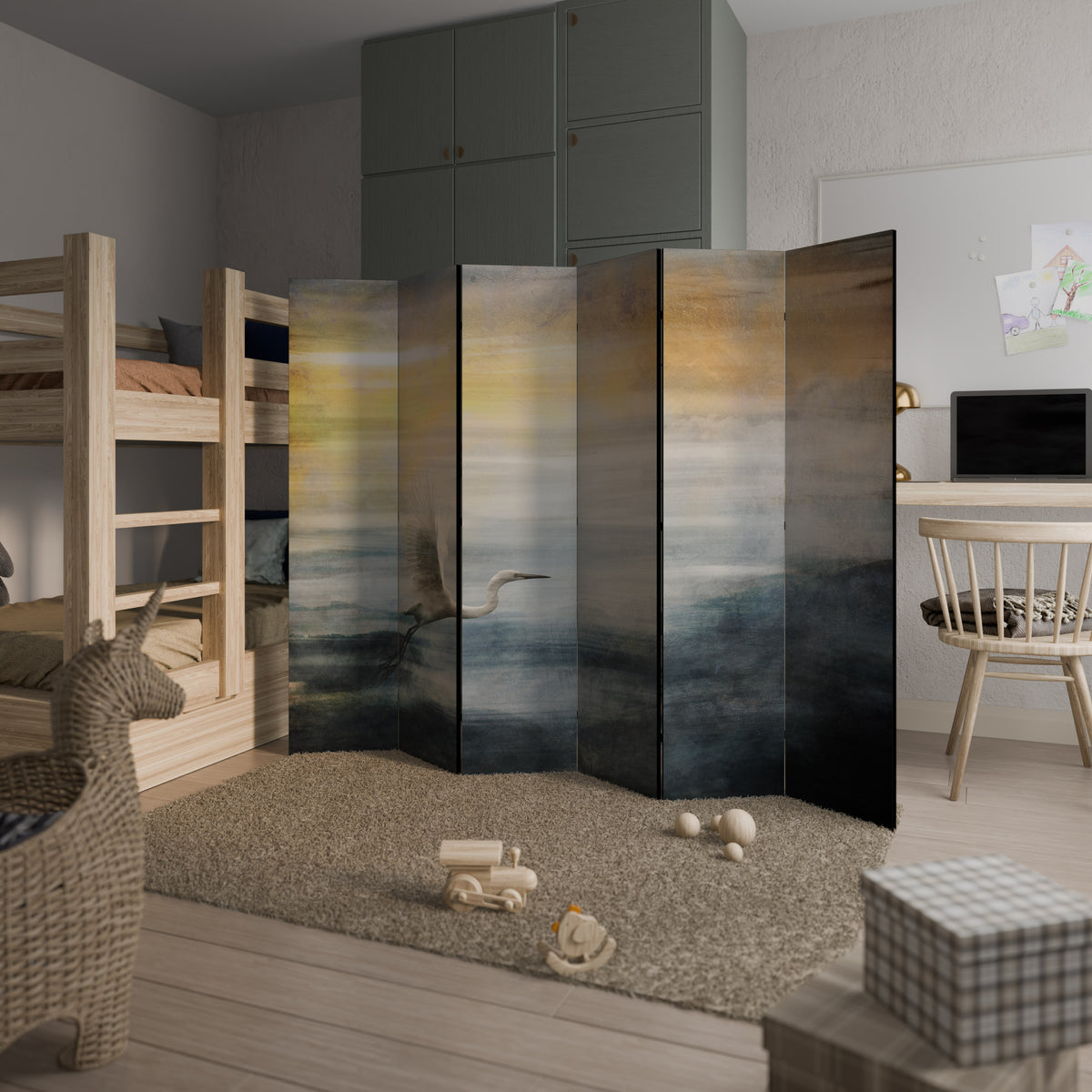HERON IN FLY 6-Panel Room Divider