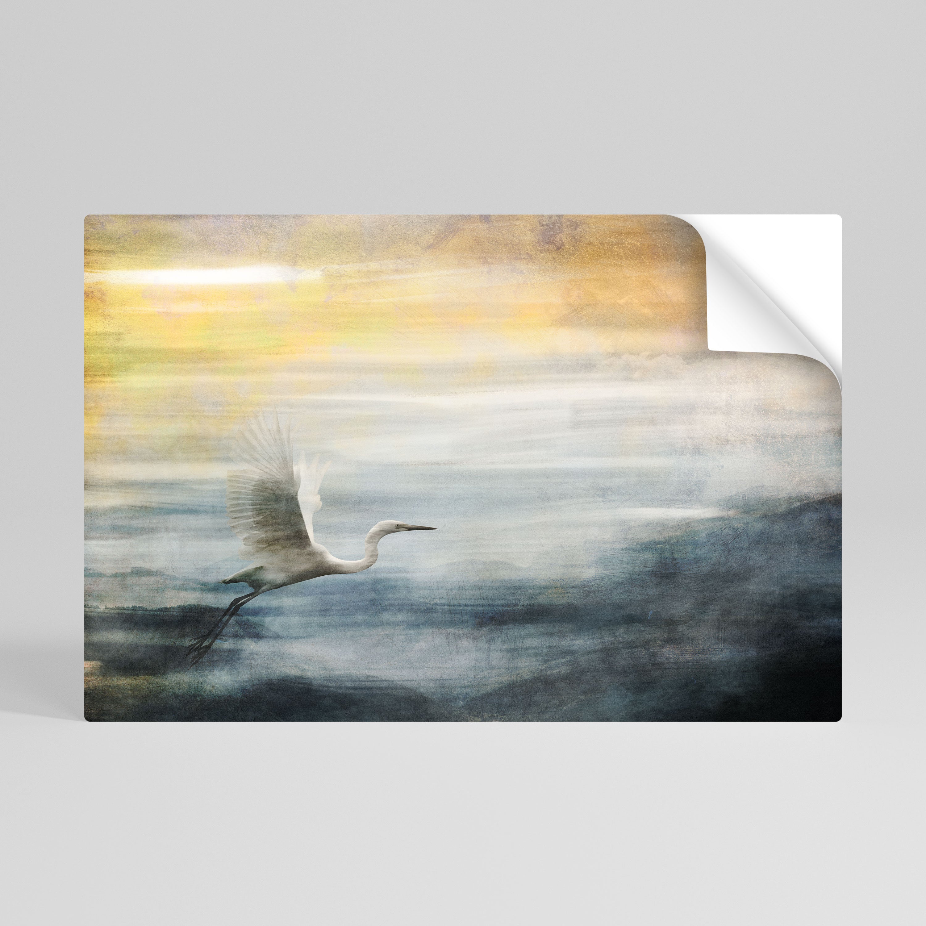 HERON IN FLY Selbstklebendes Horizontal-Poster