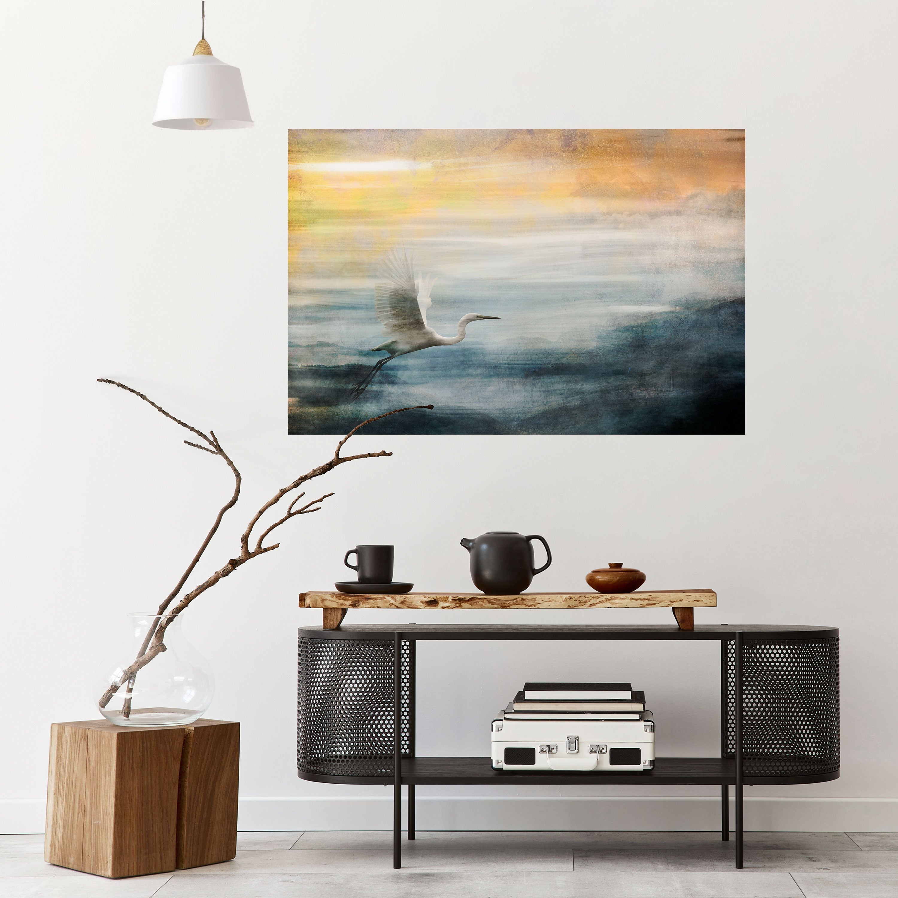 HERON IN FLY Horizontales Poster zum Abziehen und Aufkleben