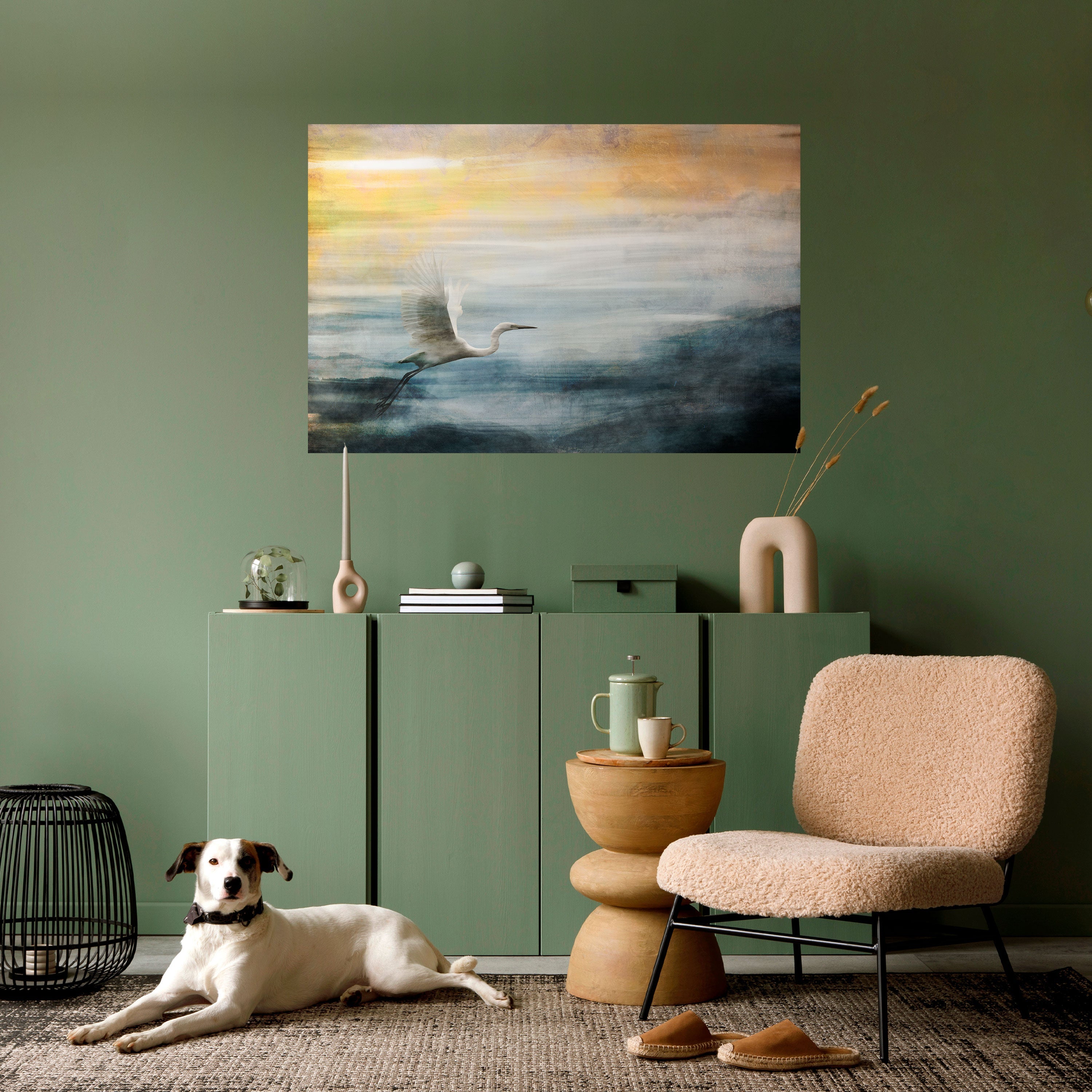 HERON IN FLY Horizontales Poster zum Abziehen und Aufkleben