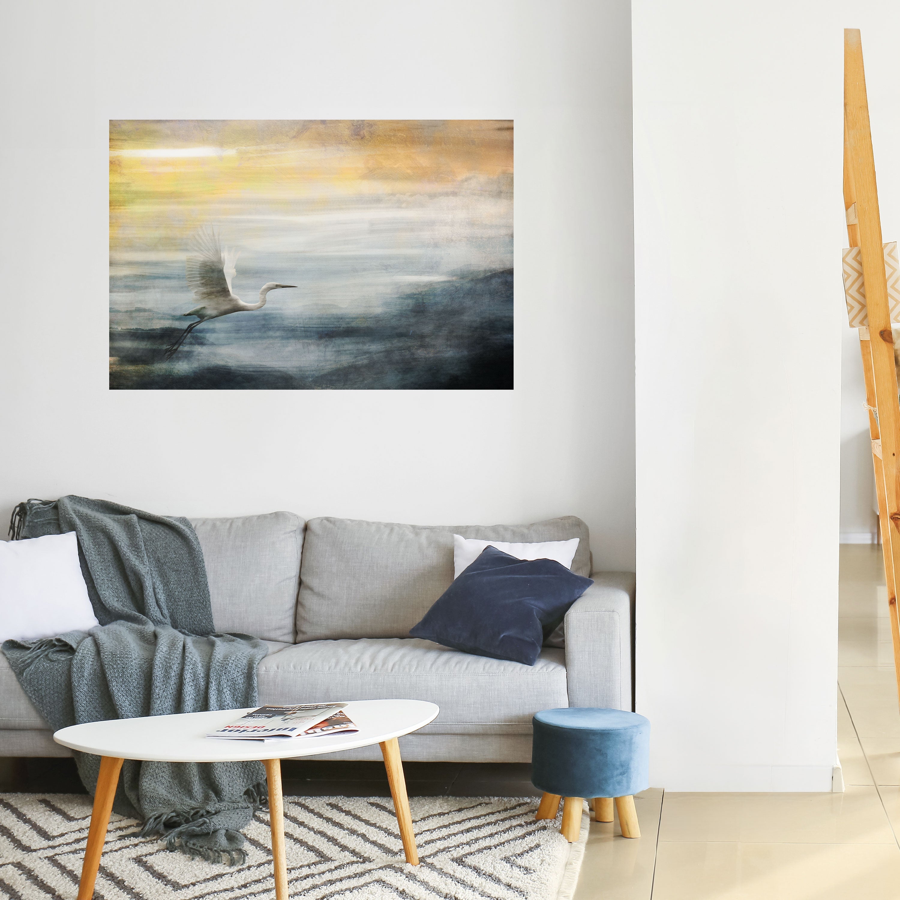 HERON IN FLY Horizontales Poster zum Abziehen und Aufkleben