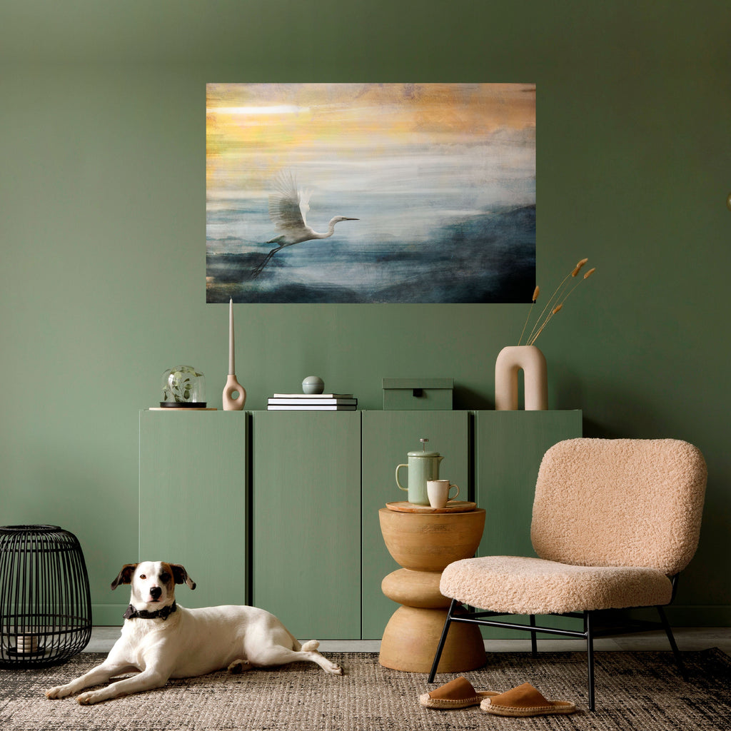 HERON IN FLY Horizontales Poster zum Abziehen und Aufkleben