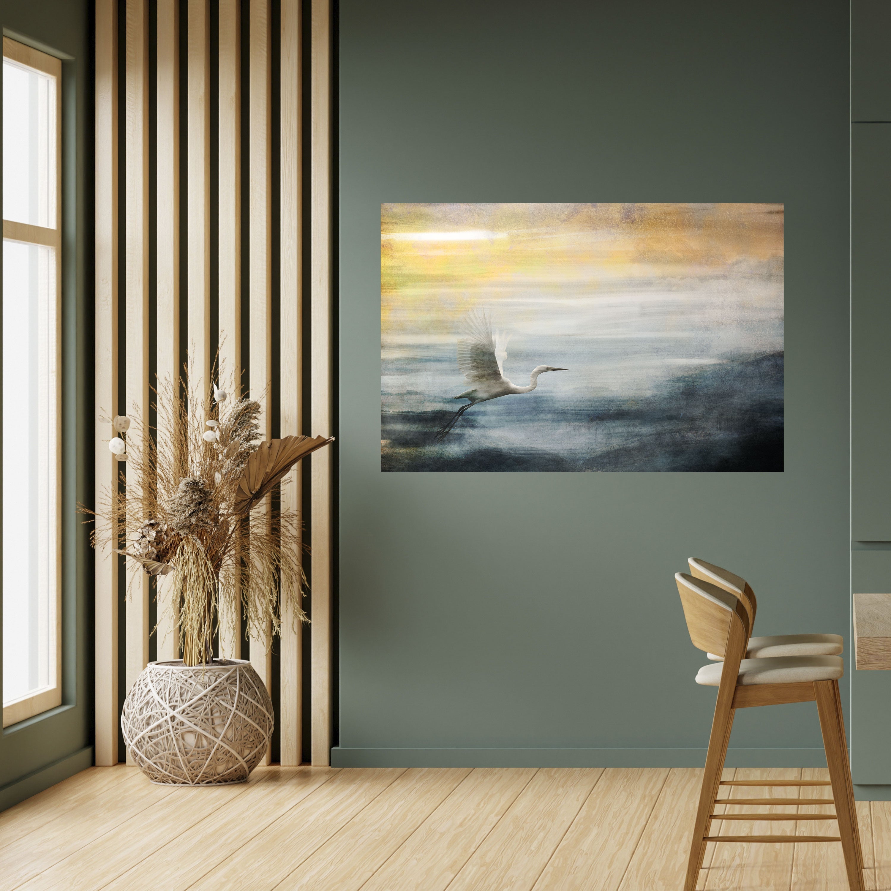 HERON IN FLY Horizontales Poster zum Abziehen und Aufkleben
