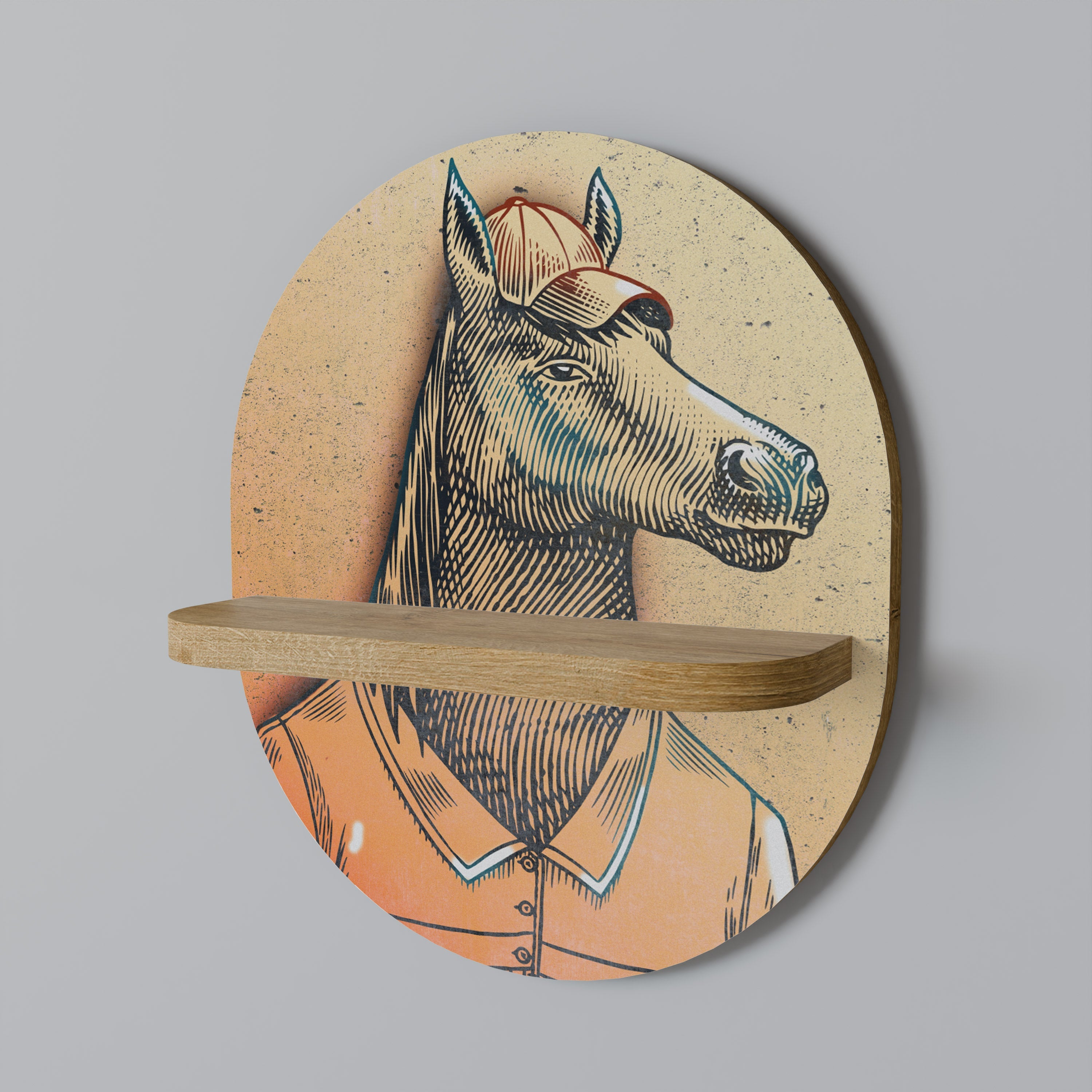 EQUINE SWAGGER Ovales Kunstregal in Eichenoptik