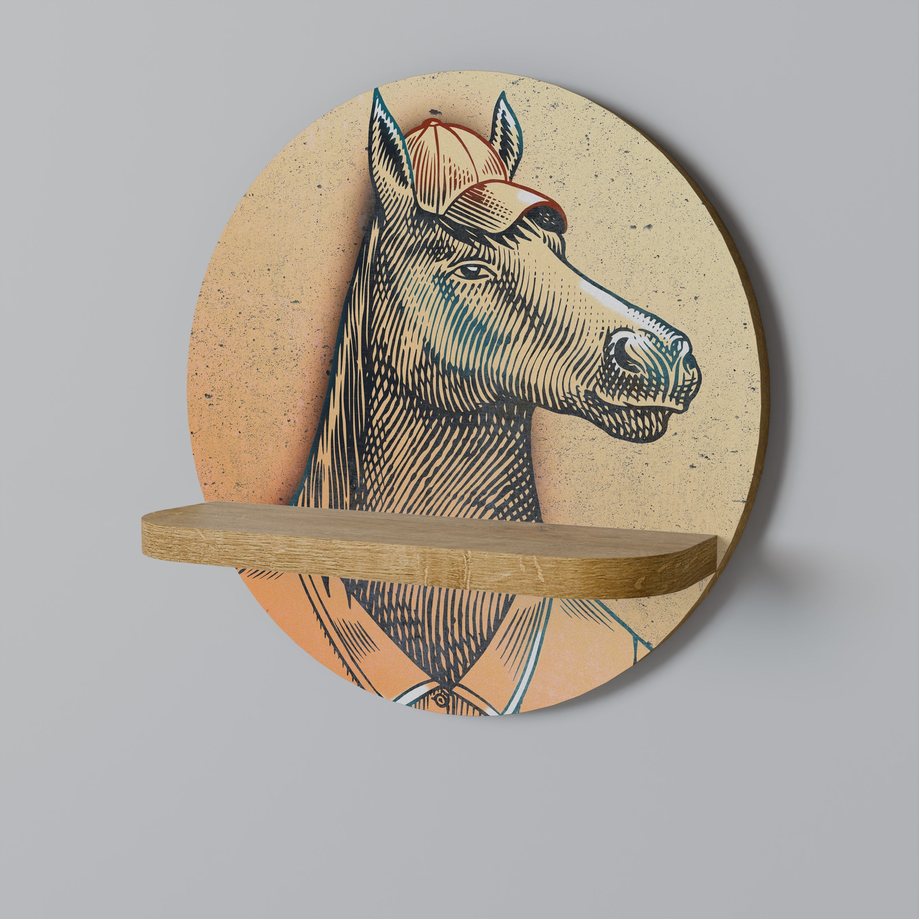 EQUINE SWAGGER Rundes Kunstregal in Eichenoptik