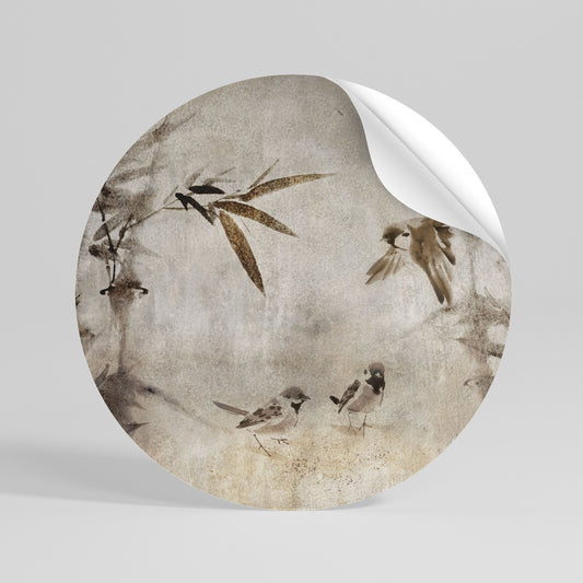 SPARROW BLISS Runder Wandsticker zum Abziehen und Aufkleben