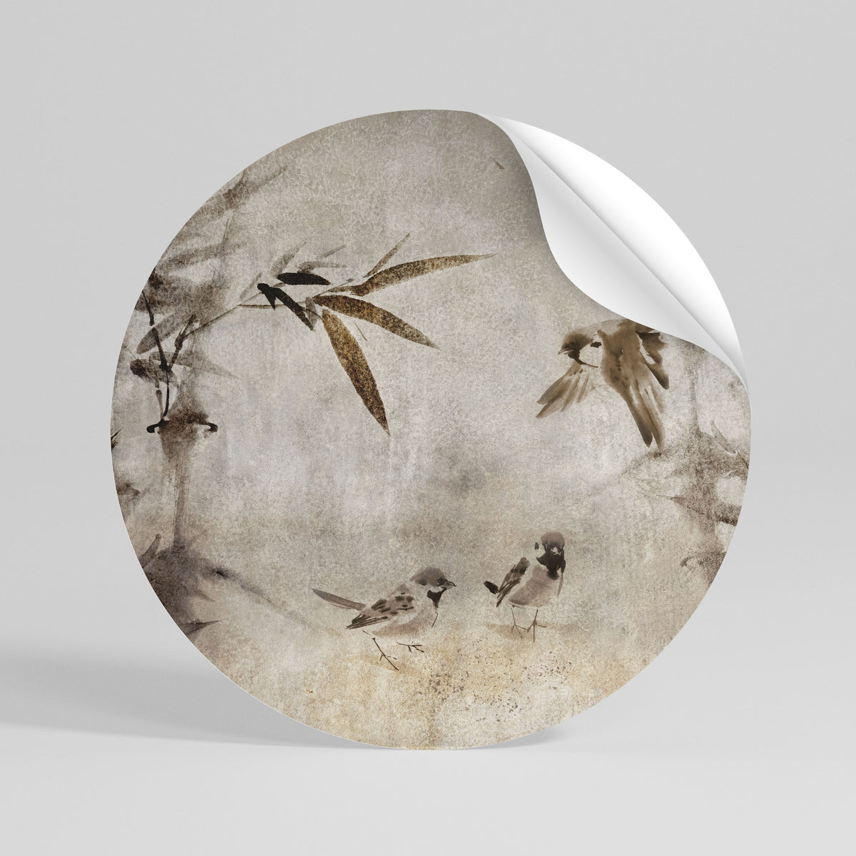 SPARROW BLISS Runder Wandsticker zum Abziehen und Aufkleben