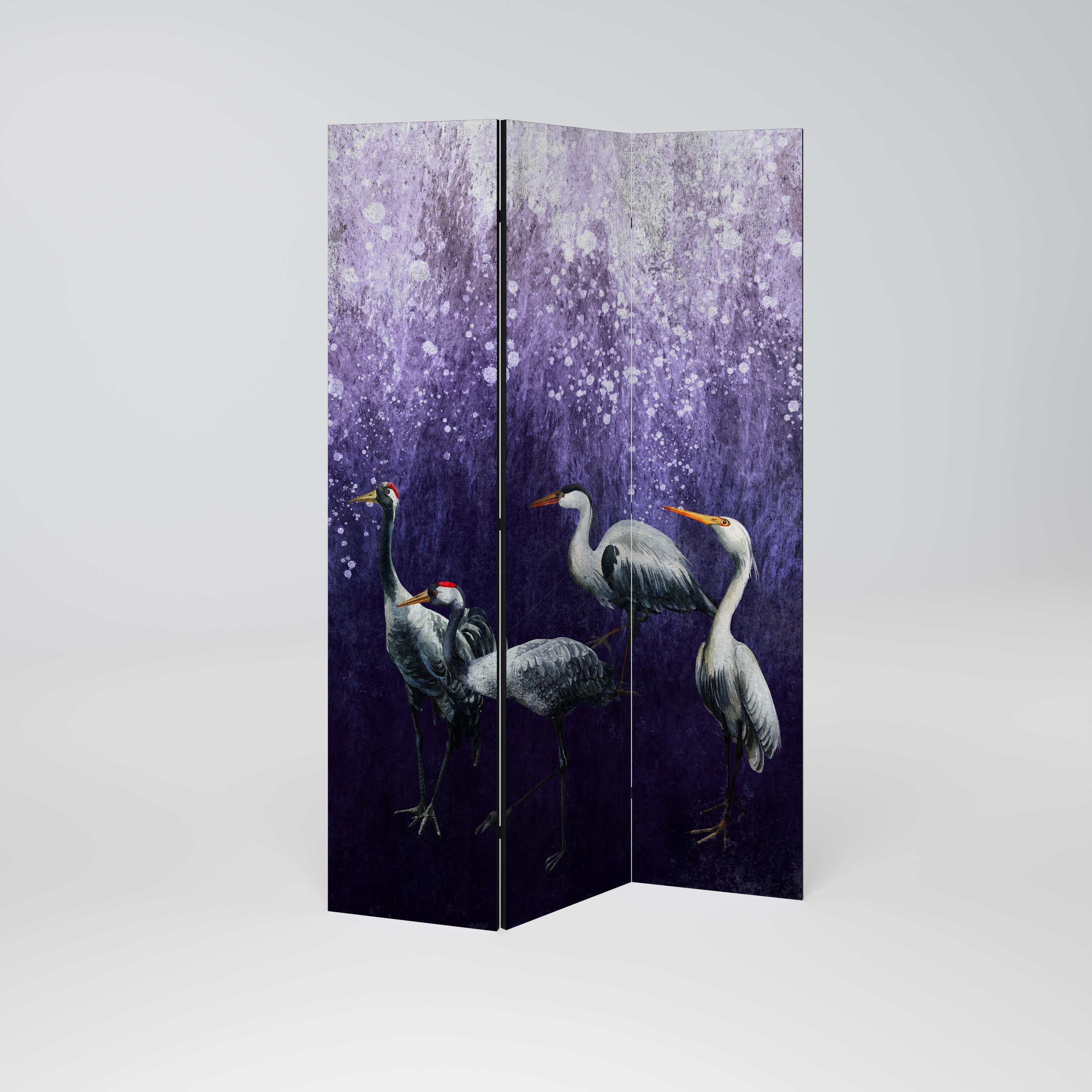 MYSTICAL CRANE GATHERING Dekorativer 3-teiliger Raumteiler