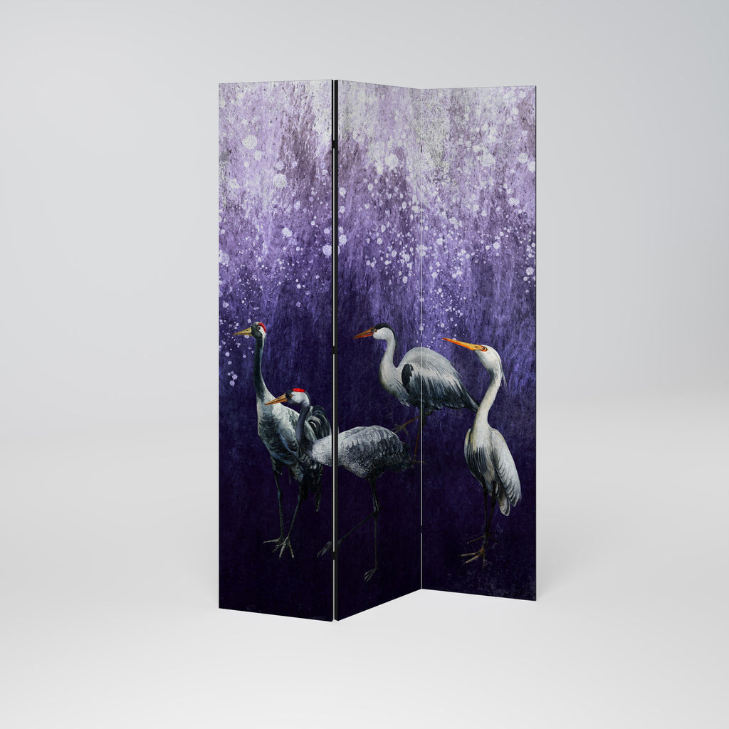 MYSTICAL CRANE GATHERING Dekorativer 3-teiliger Raumteiler