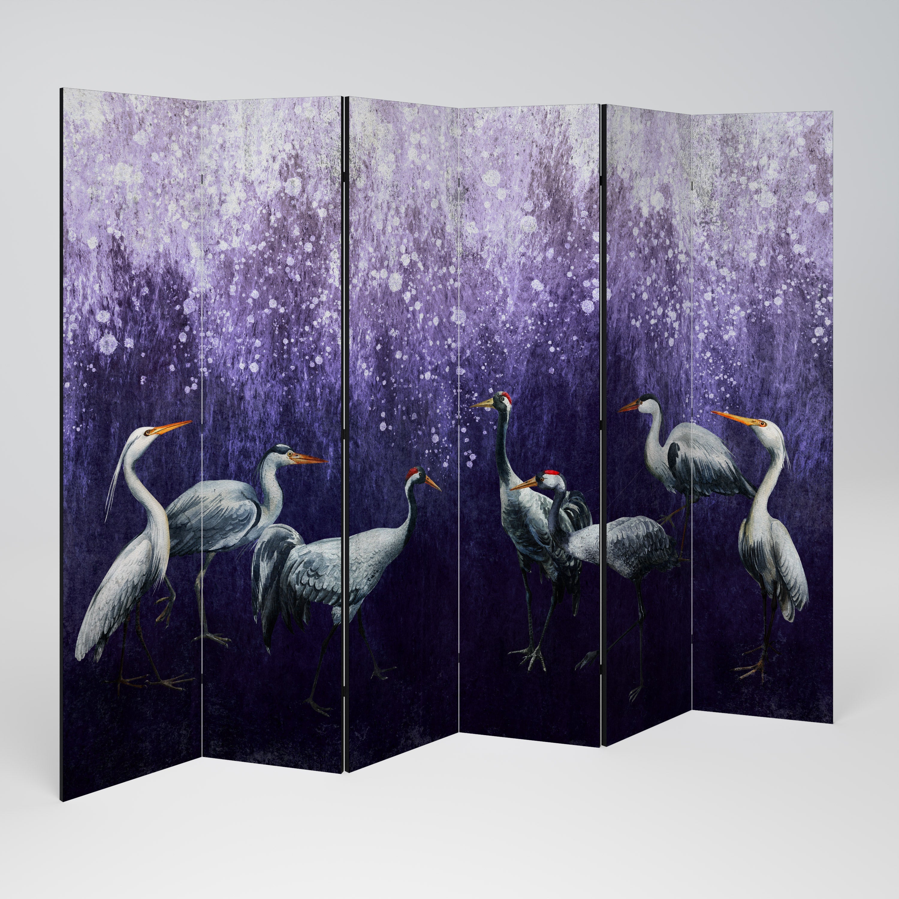 MYSTICAL CRANE GATHERING Dekorativer 6-teiliger Raumteiler