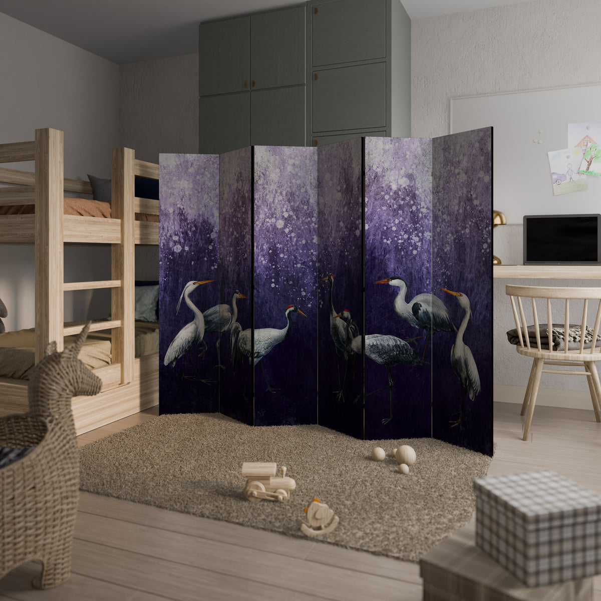 MYSTICAL CRANE GATHERING 6-teiliger Paravent
