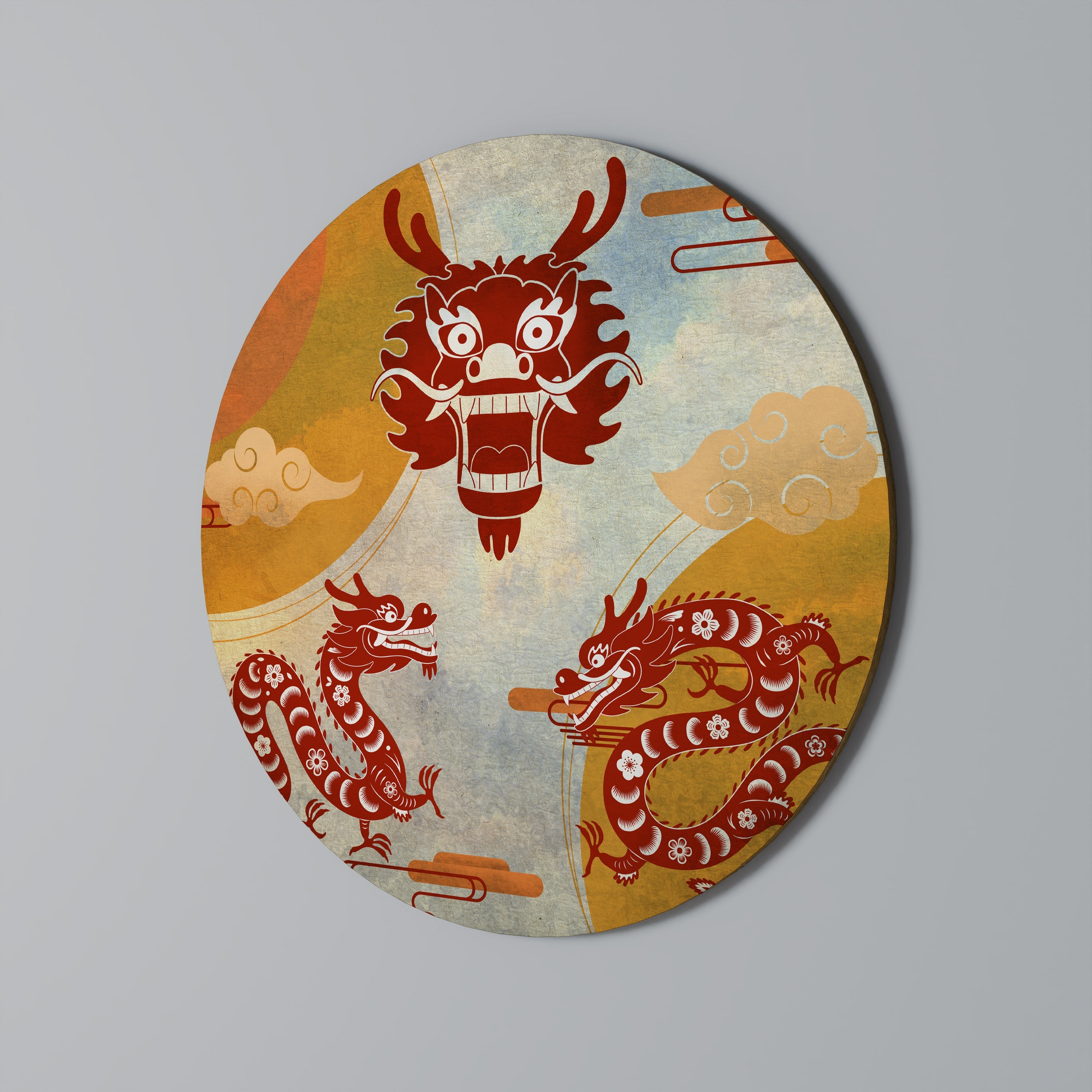 MYSTISCHER DRACHE Runde Wandkunst