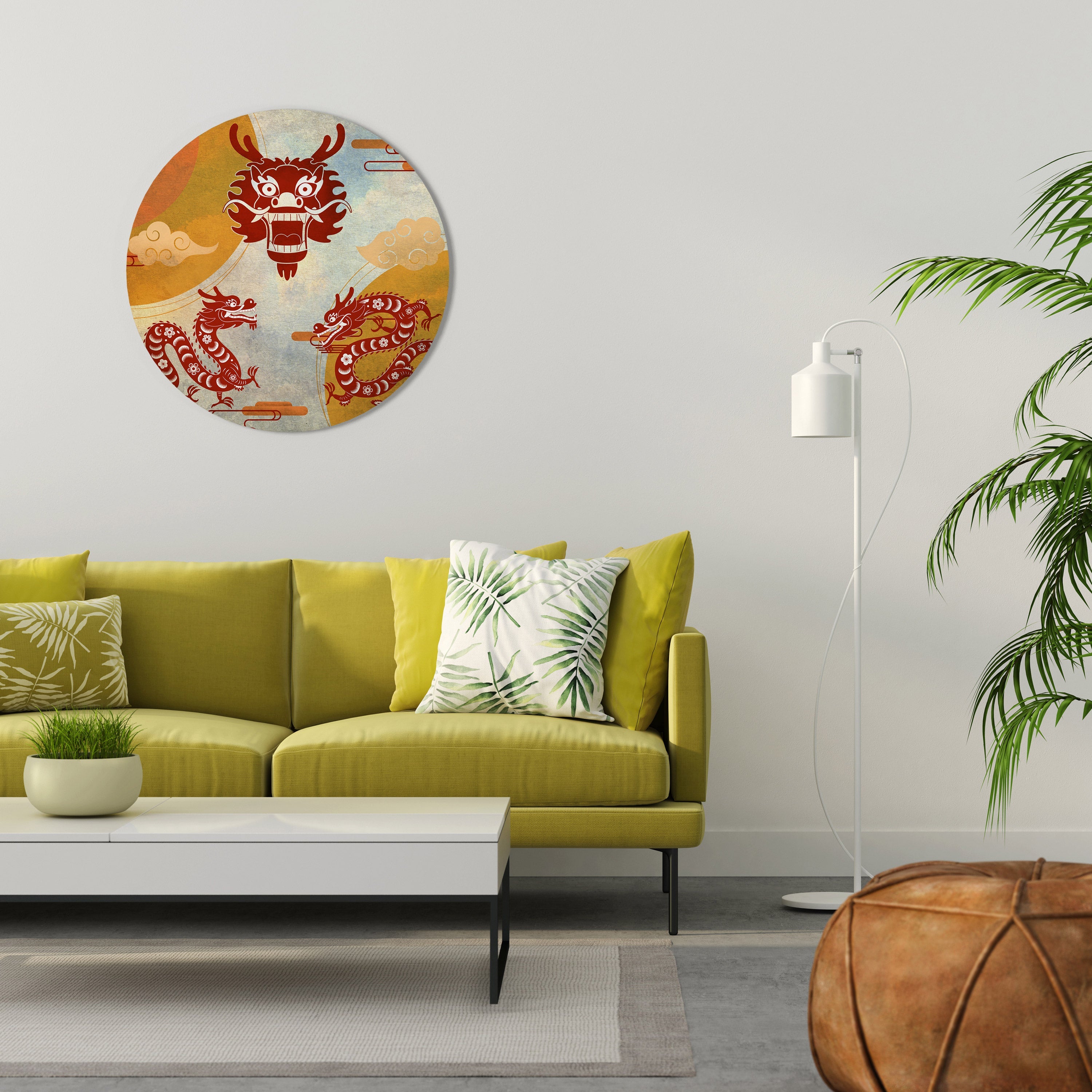 MYSTISCHER DRACHE Runde Wandkunst