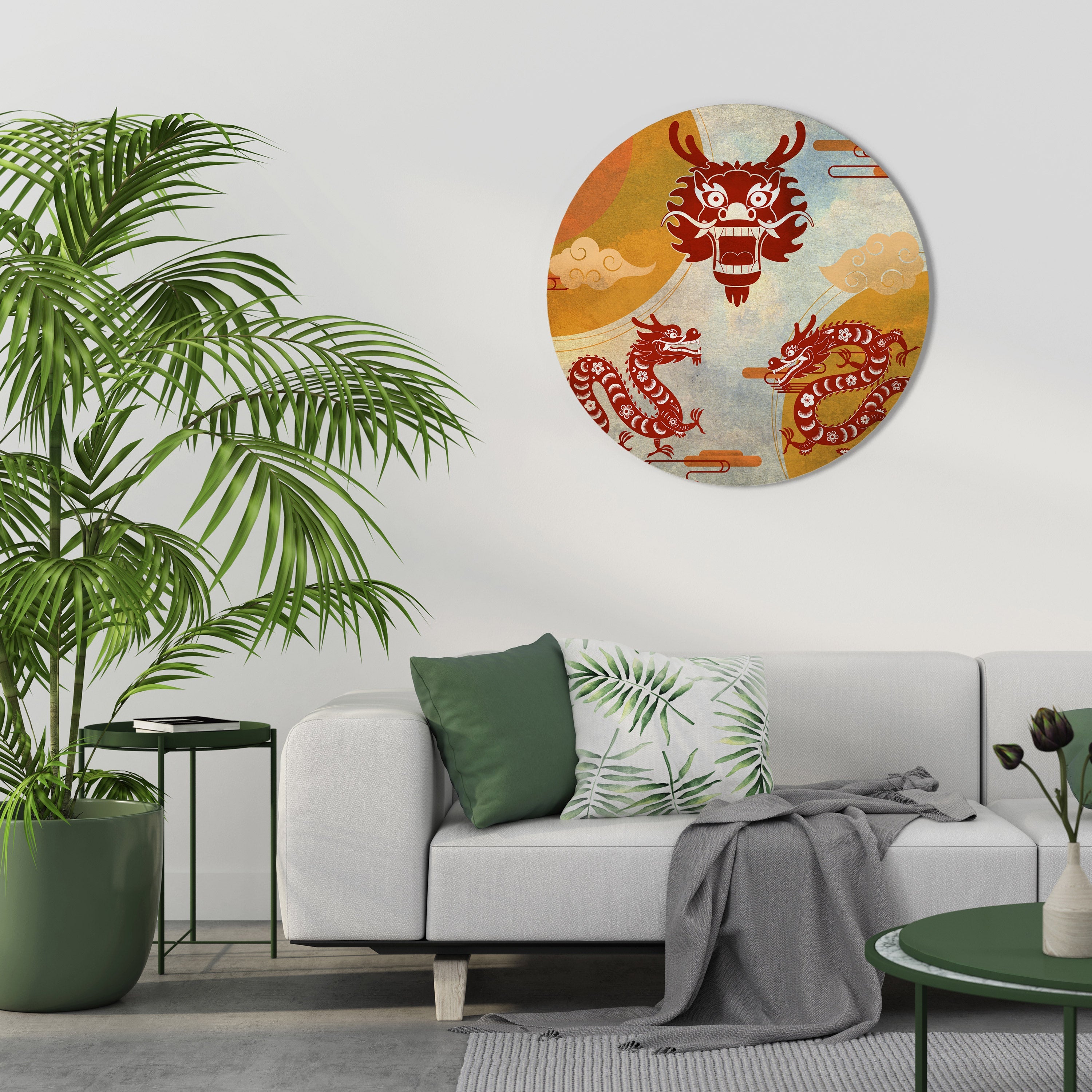 MYSTISCHER DRACHE Runde Wandkunst